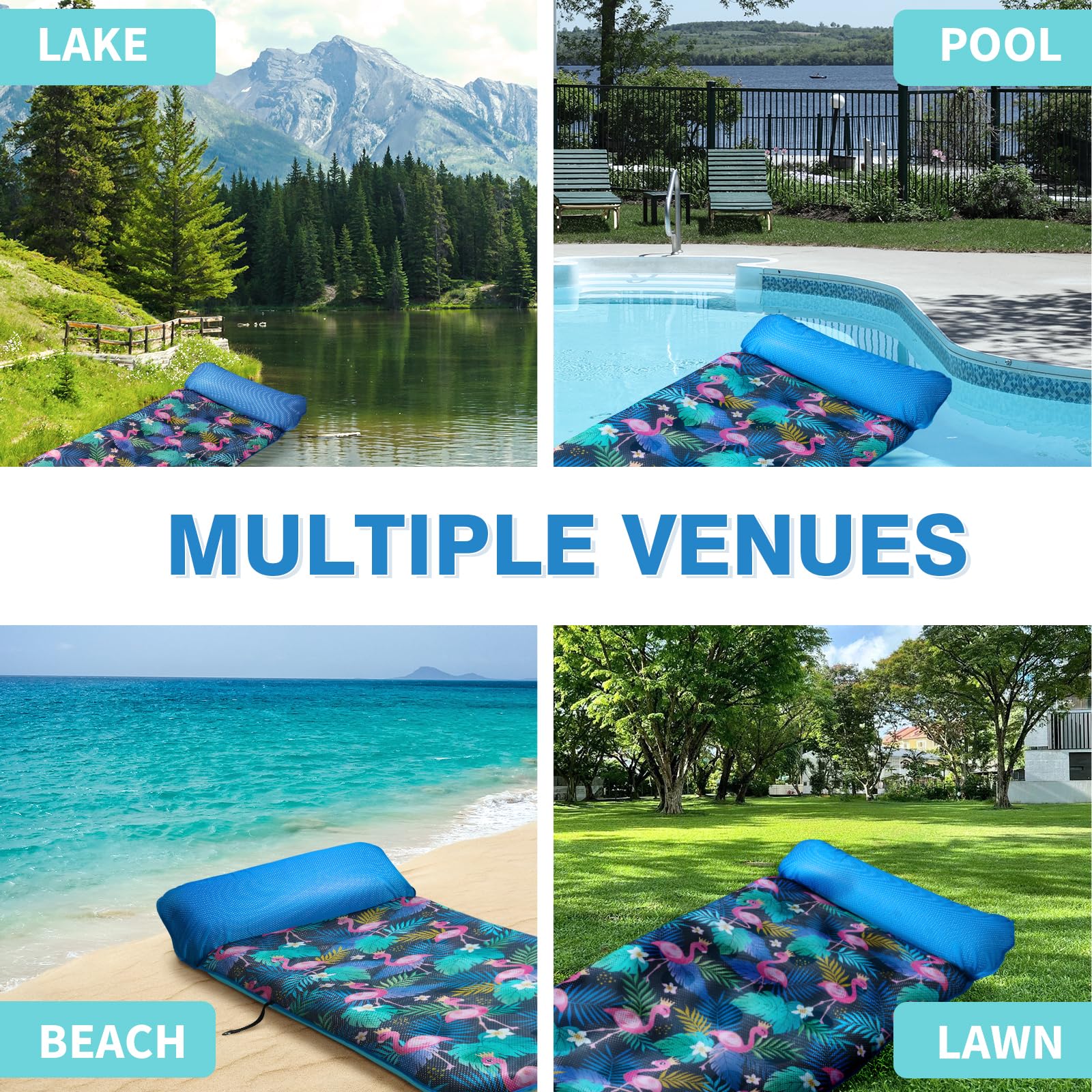 WERNNSAI Oversized Pool Floats Lounge for Adults 185 x 95cm Inflatable Tanning Pool Floaties with Fabric Covered - Image 4