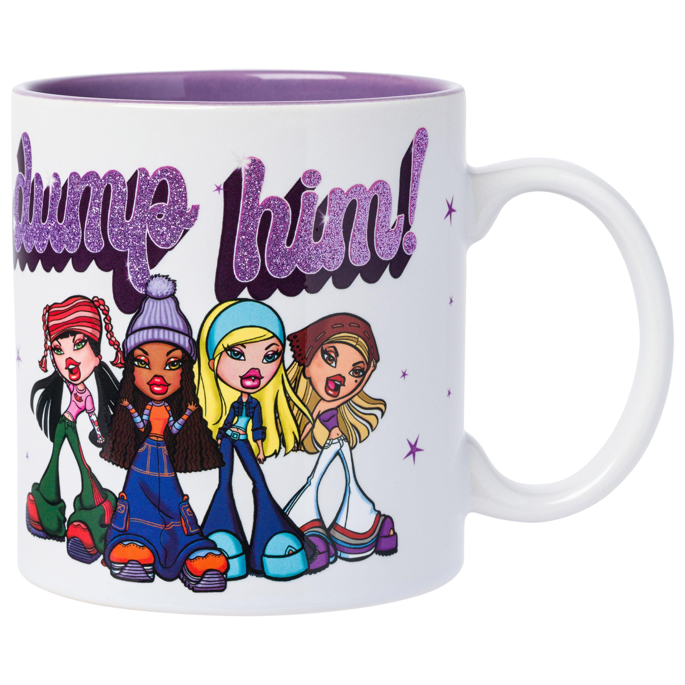 Silver Buffalo Bratz Dump Him Stars Glitter 20oz Ceramic Mug
