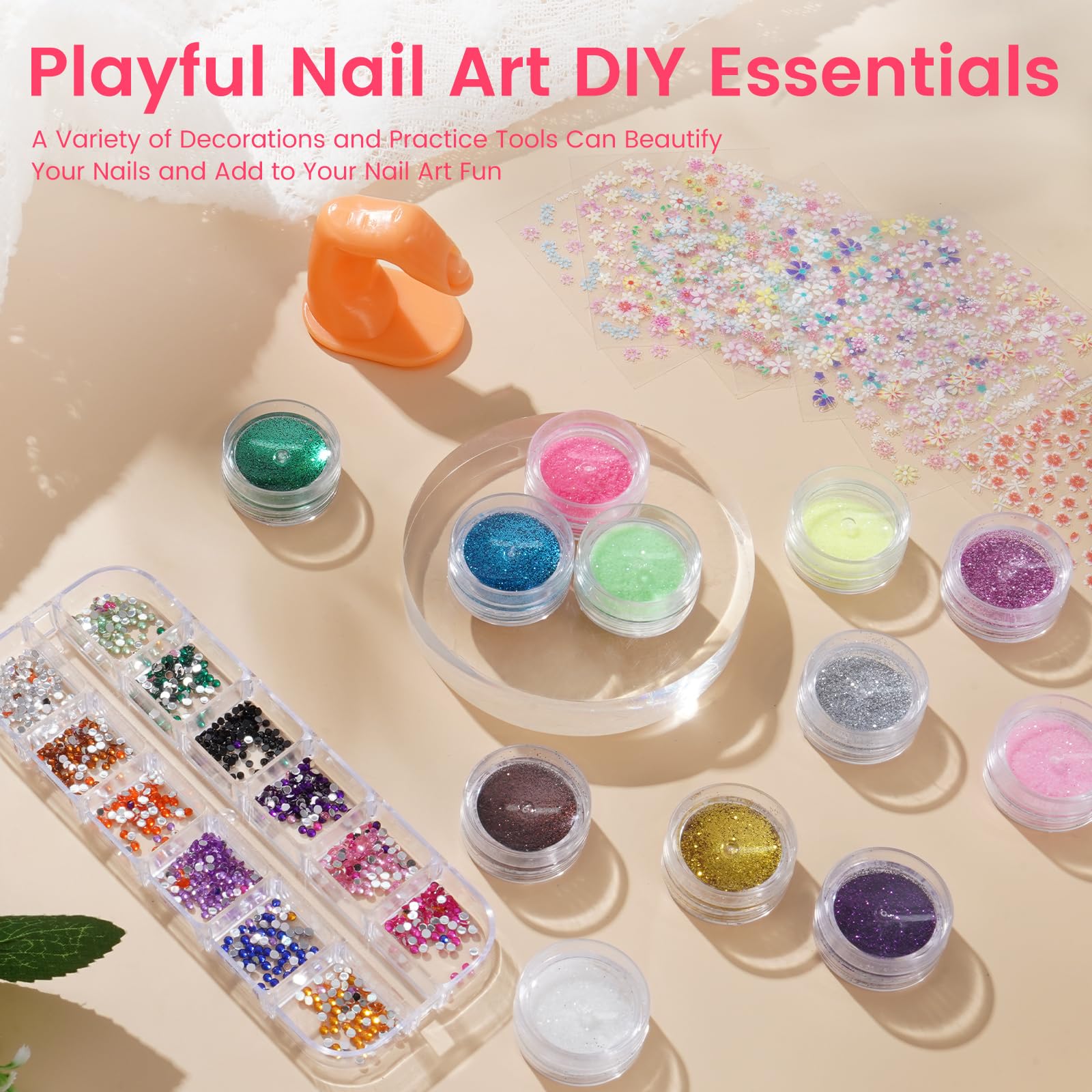 Kit de Uñas Acrílicas para Principiantes Completo: 12 Colores Acrilico Para Uñas con Dedo de Práctica Taladro Lámpara UV - Kit Uñas Semipermanentes Extensión Manicuracon Bolsa Glitter