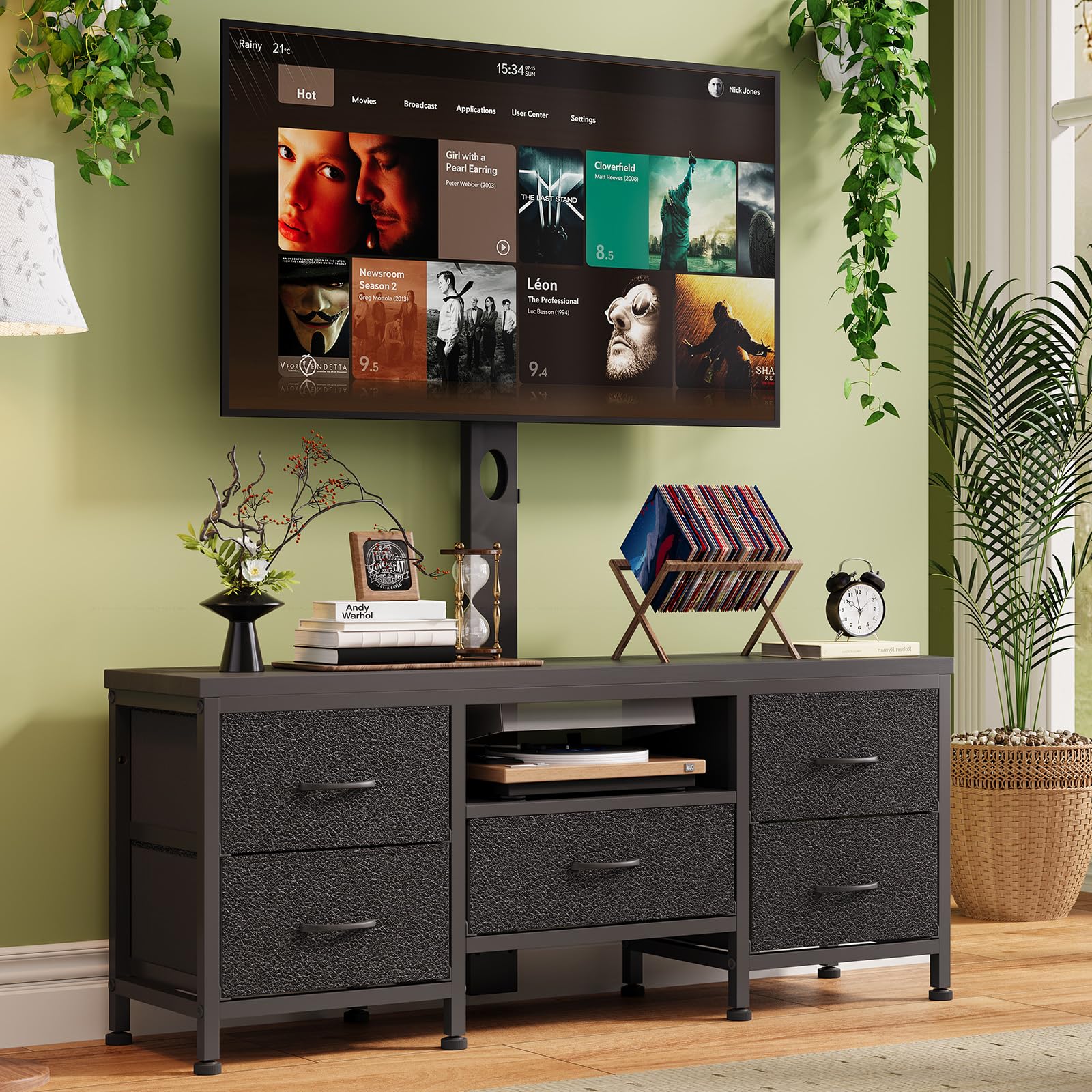 DrawXynth Black TV Stand