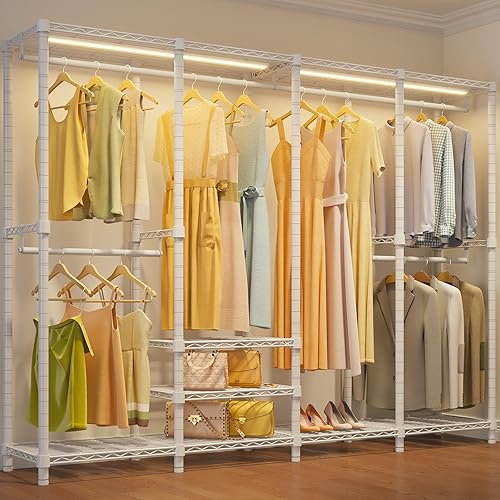 VIPEK V40L - Perchero con luces LED regulables, 3000 K blanco cálido, resistente para colgar ropa, armario portátil, armario independiente para
