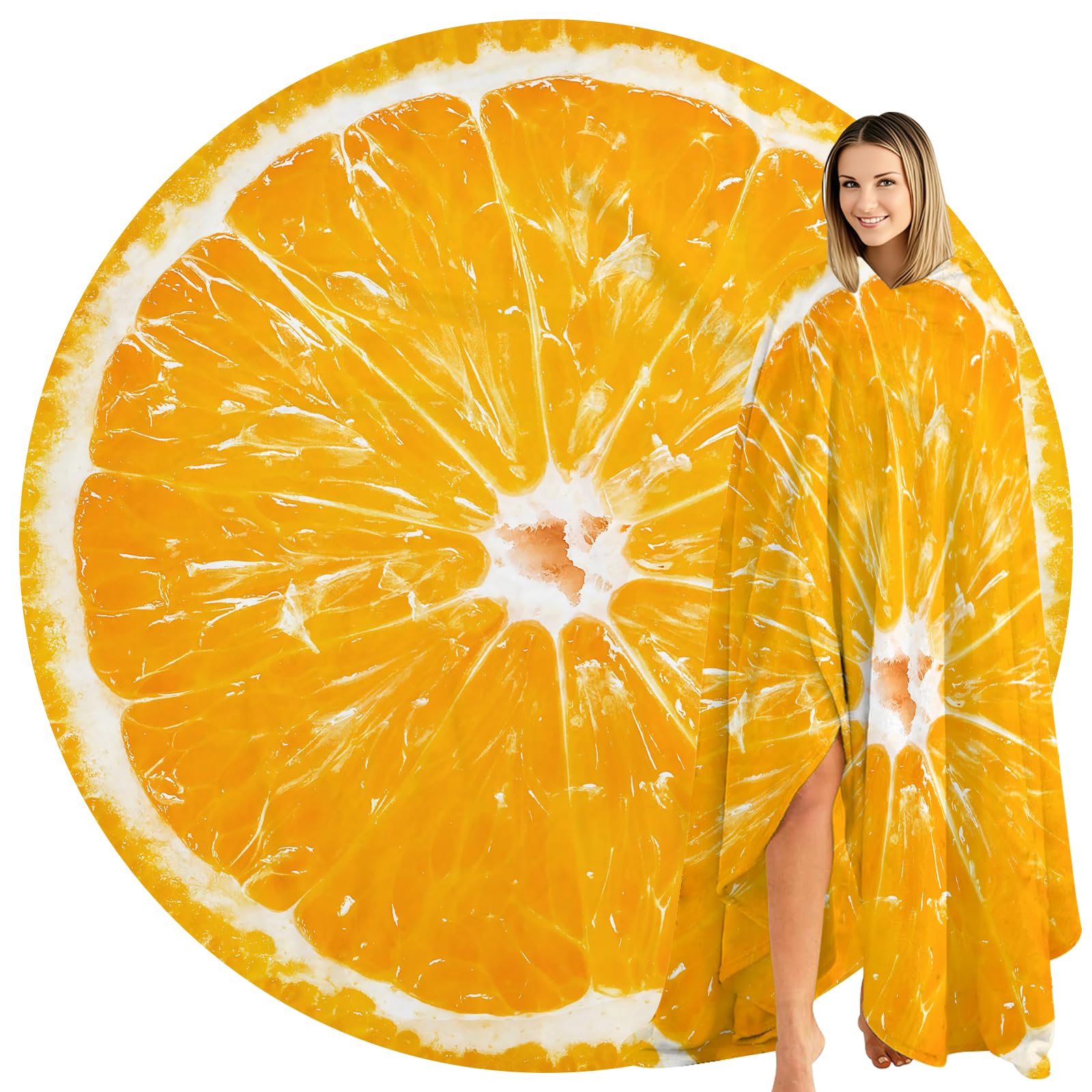 Abaysto Orange Throw Blanket, Realistic Funny Food Blanket for Adults and Kids, Ronud Novelty Orange Printed Blanket for Couch, Sofa, Bed, Gifts for Boys, Girls 180CM