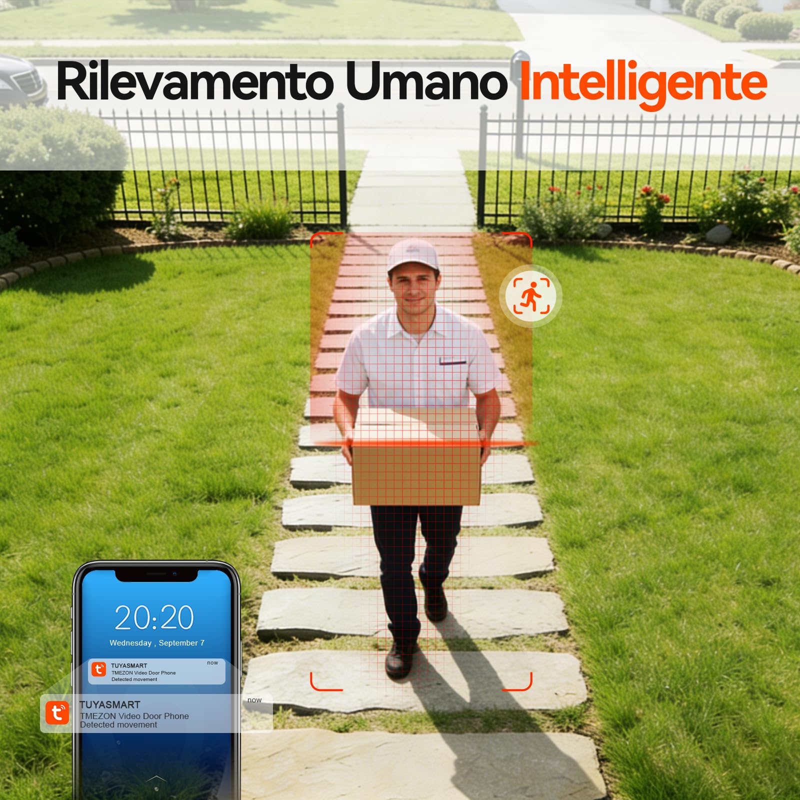 TMEZON Videocitofono Bifamiliare Y73,Videocitofono Smart Wifi 2 Fili con due monitor a Colori TFT LCD da 7'' e Campanello Esterno con Telecamera 1080P, Sblocco APP/RFID,Rilevamento Movimento Umano