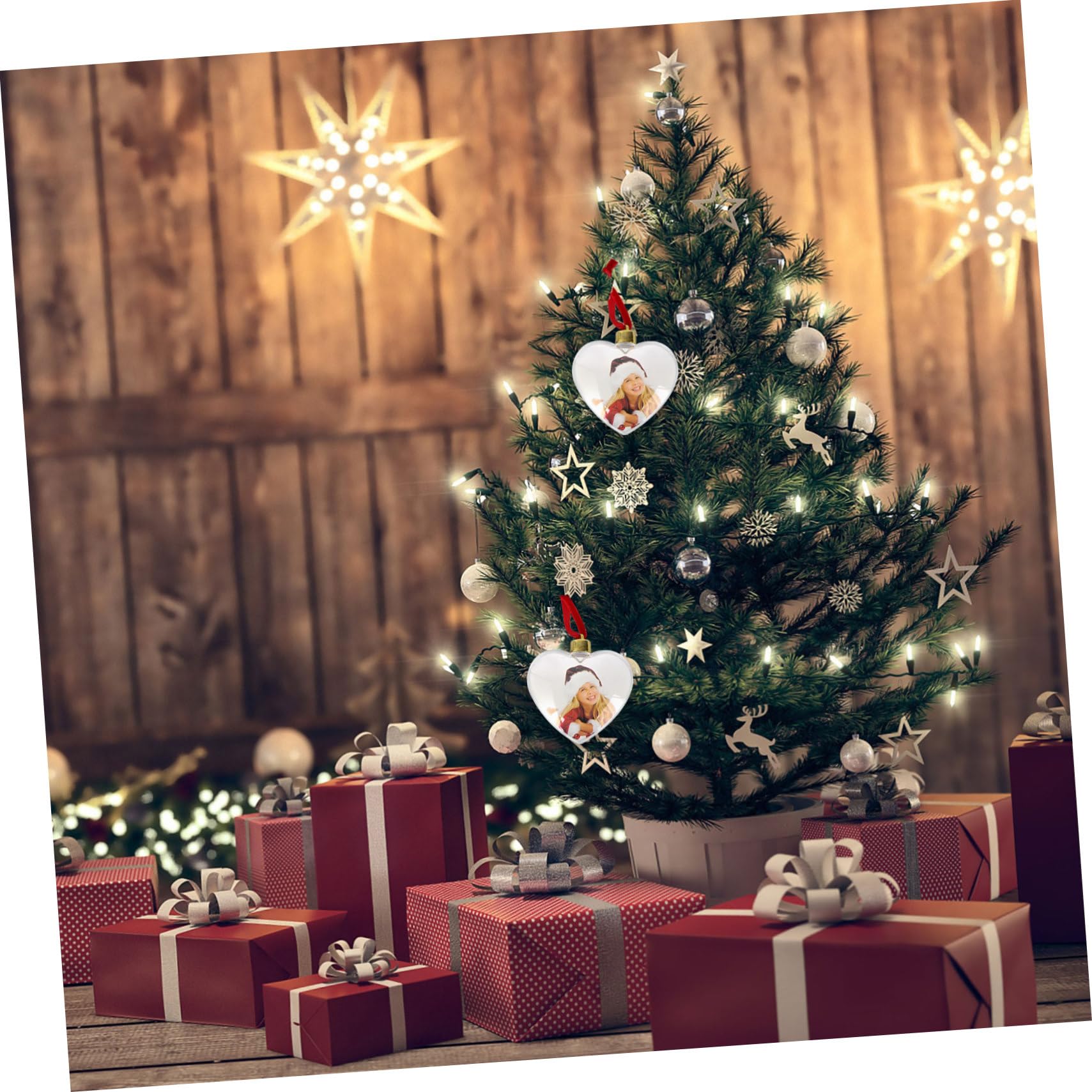ABOOFAN 18 Piezas Colgante De Bola De Foto Marco De Fotos Árbol De Navidad Adornos para Fiesta Adorno Colgante De Navidad Colgante De Fiesta El Plastico Interior