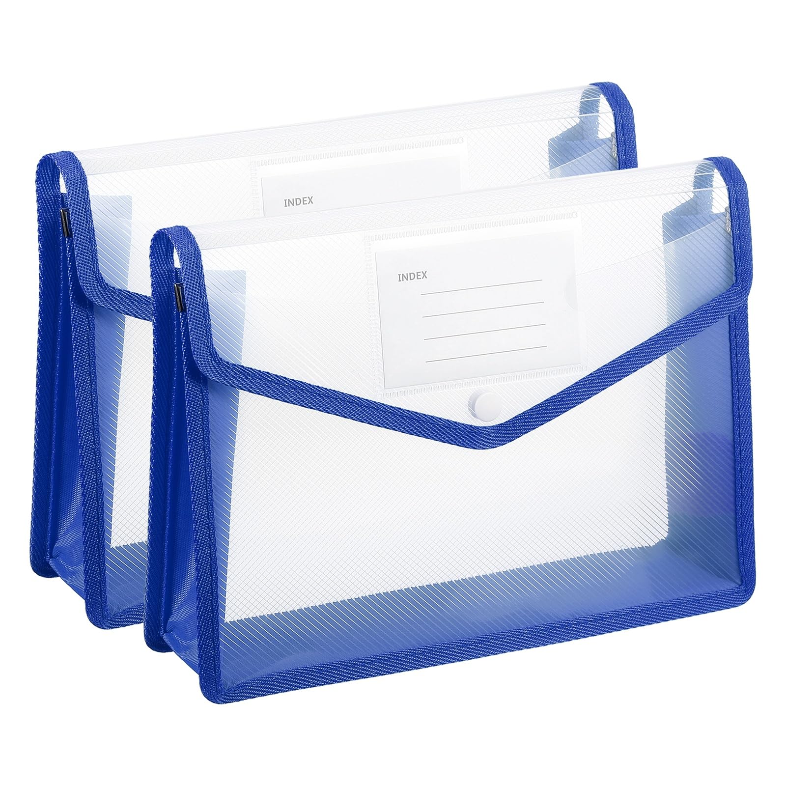 PATIKIL Plastic Expanding File Folders, 2 Pack B5 File Folder Envelopes Letter Size Document Organizer Supplies with Snap Closure for Classroom Office, Blue, Horizontal