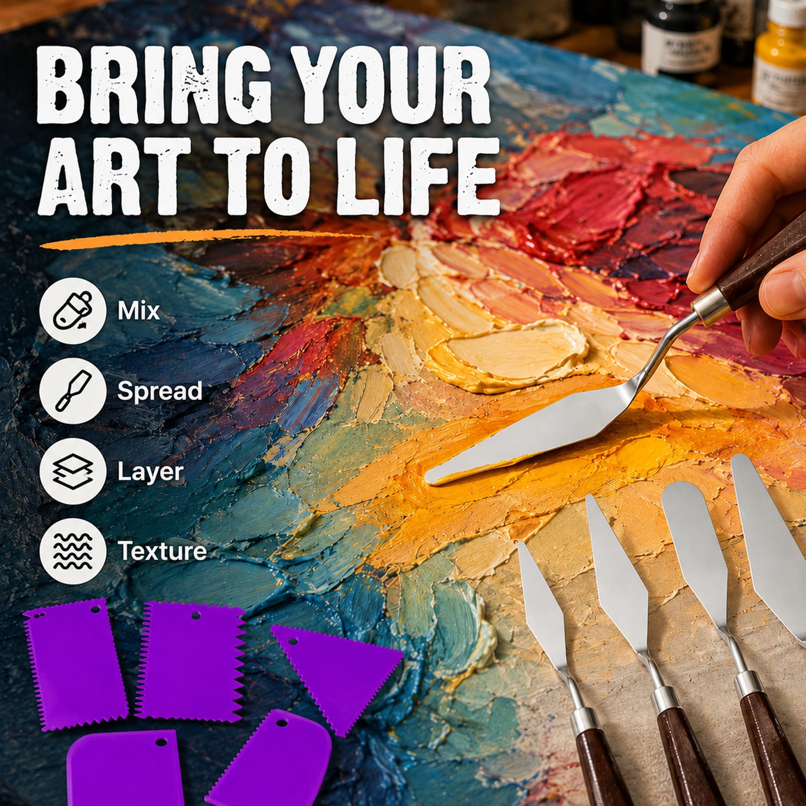Palette Knife Set - 11 Piece Painting Tools -4 Palette Knife Set - 11 Piece Painting Tools -4