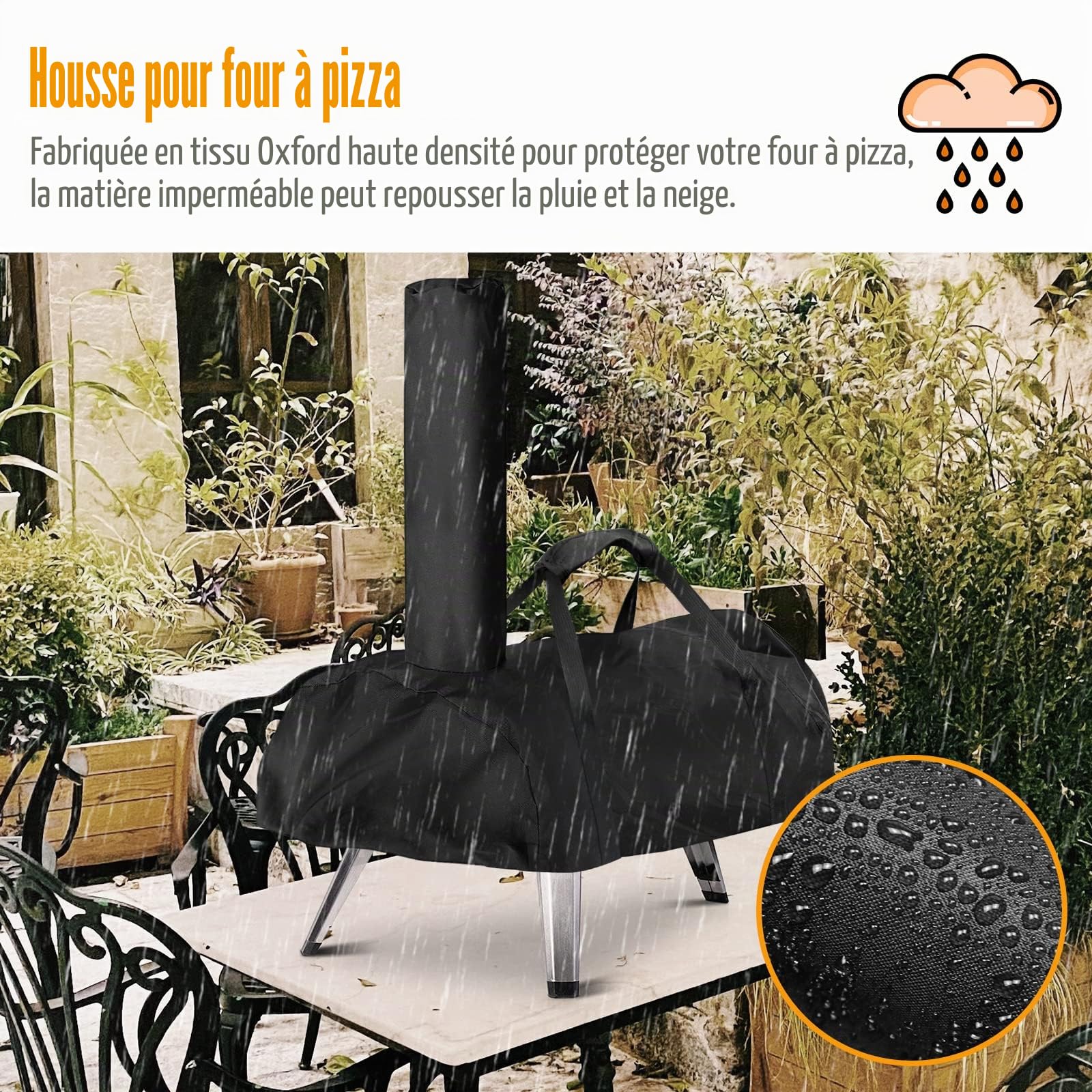Housse de four à pizza Ooni Karu 12 étanche résistant intempéries Oxford noir 81 x 42 x 21 cm