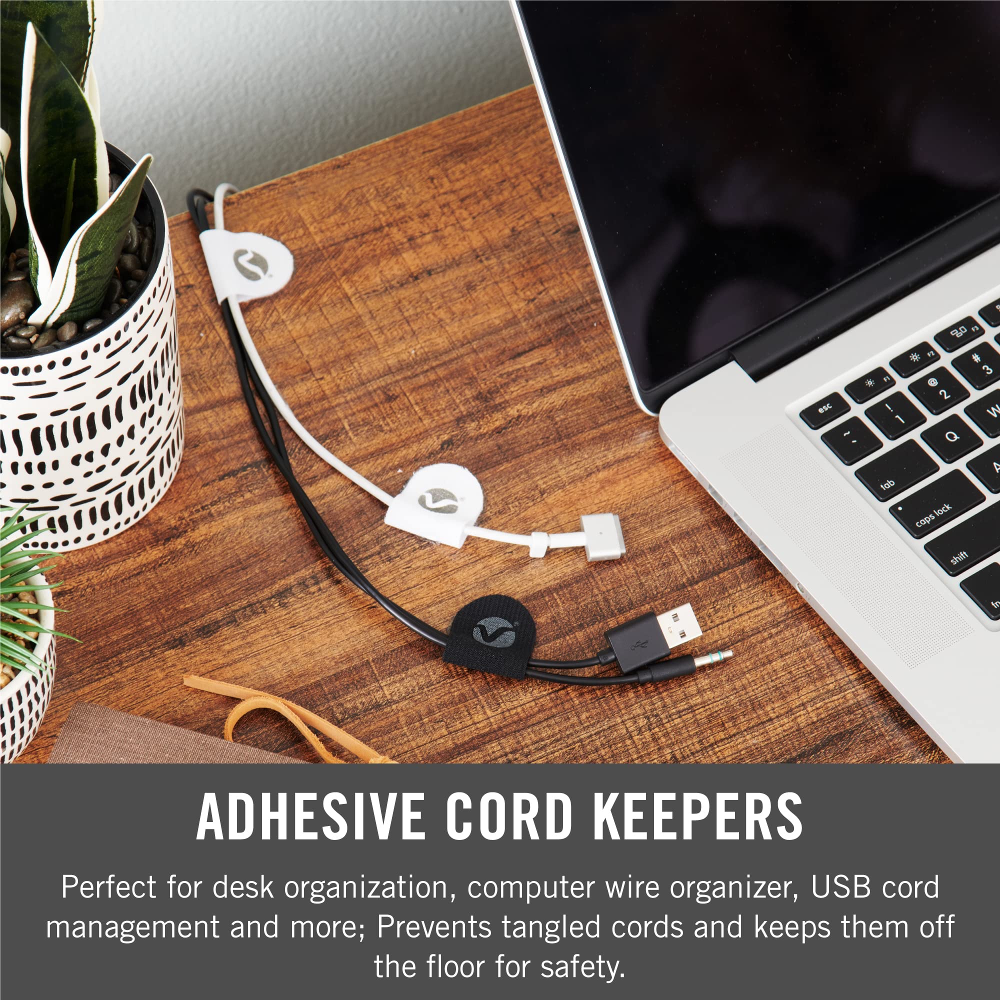 Velcro Brand Cord Keeper 30 Pack Soft Nylon Cable Clips Removable Adhesive Backing Wire Organization Stick on Appliance Cord or Indoor Christmas Light Clips — Amazon image 2