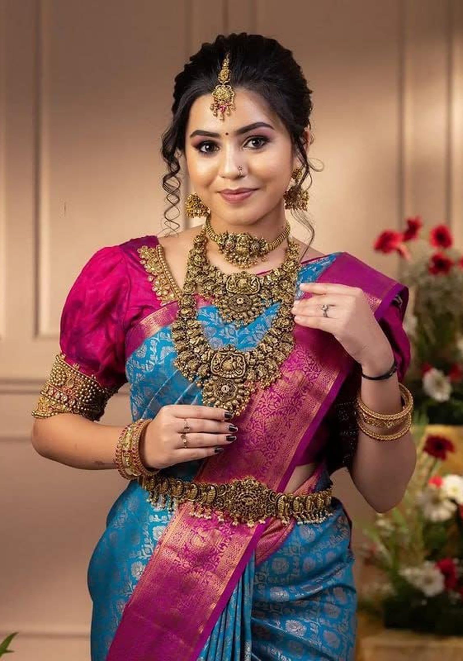 Indyjskie Sari Dla Kobiet W Stylu Kanjivaram Niebieskie Sari Banarasi Jacquard Z Nieszytą Bluzką
