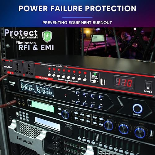 Miniatura 8 de Acondicionador de energía de 10 salidas -8 Interruptor independiente Alimentación de rack, Acondicionador de energía para montaje en rack Regulador