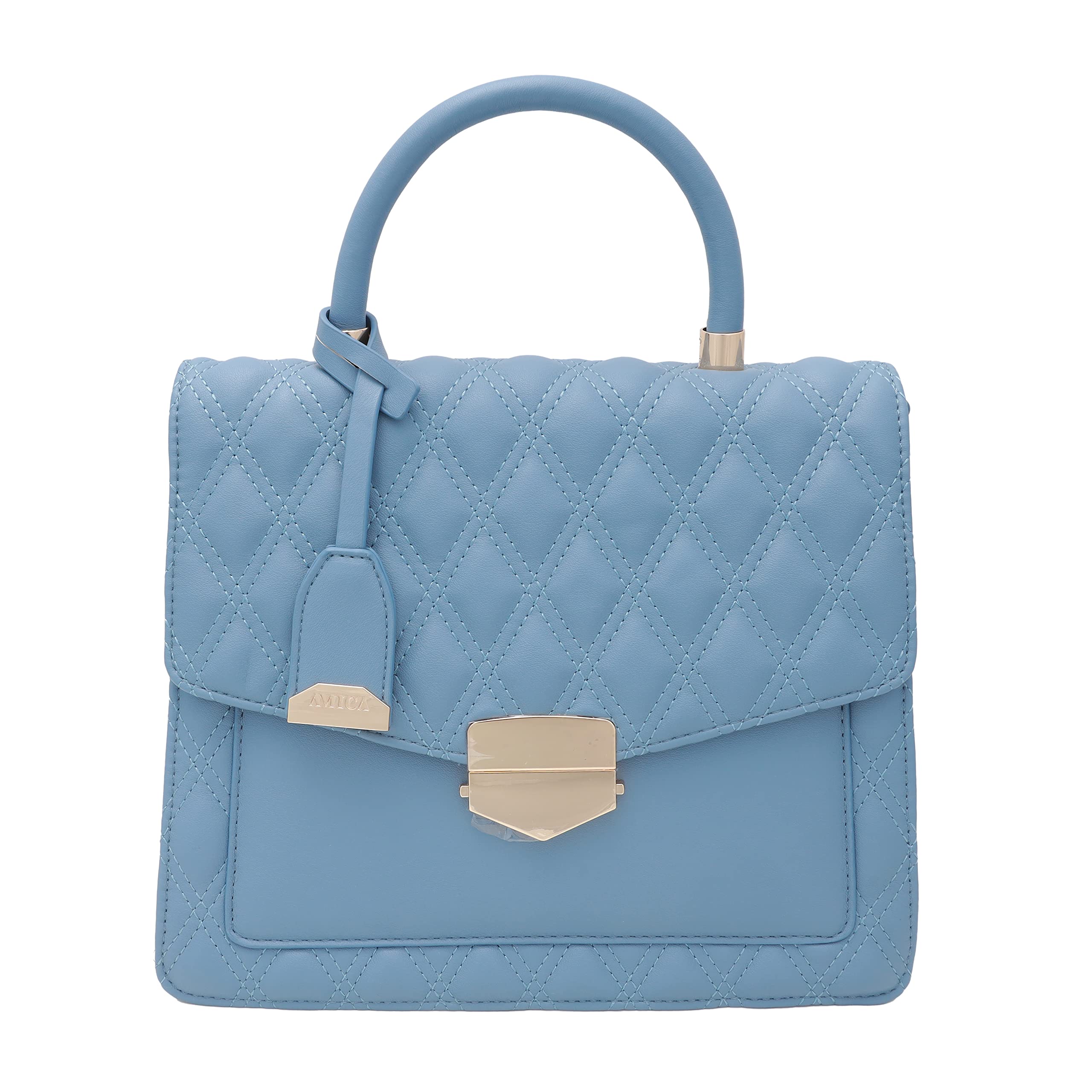 Amica Esmeralda Structured Women's Crossbody Handbag with Detachable Leather Strap in Blue, AM1012B, M