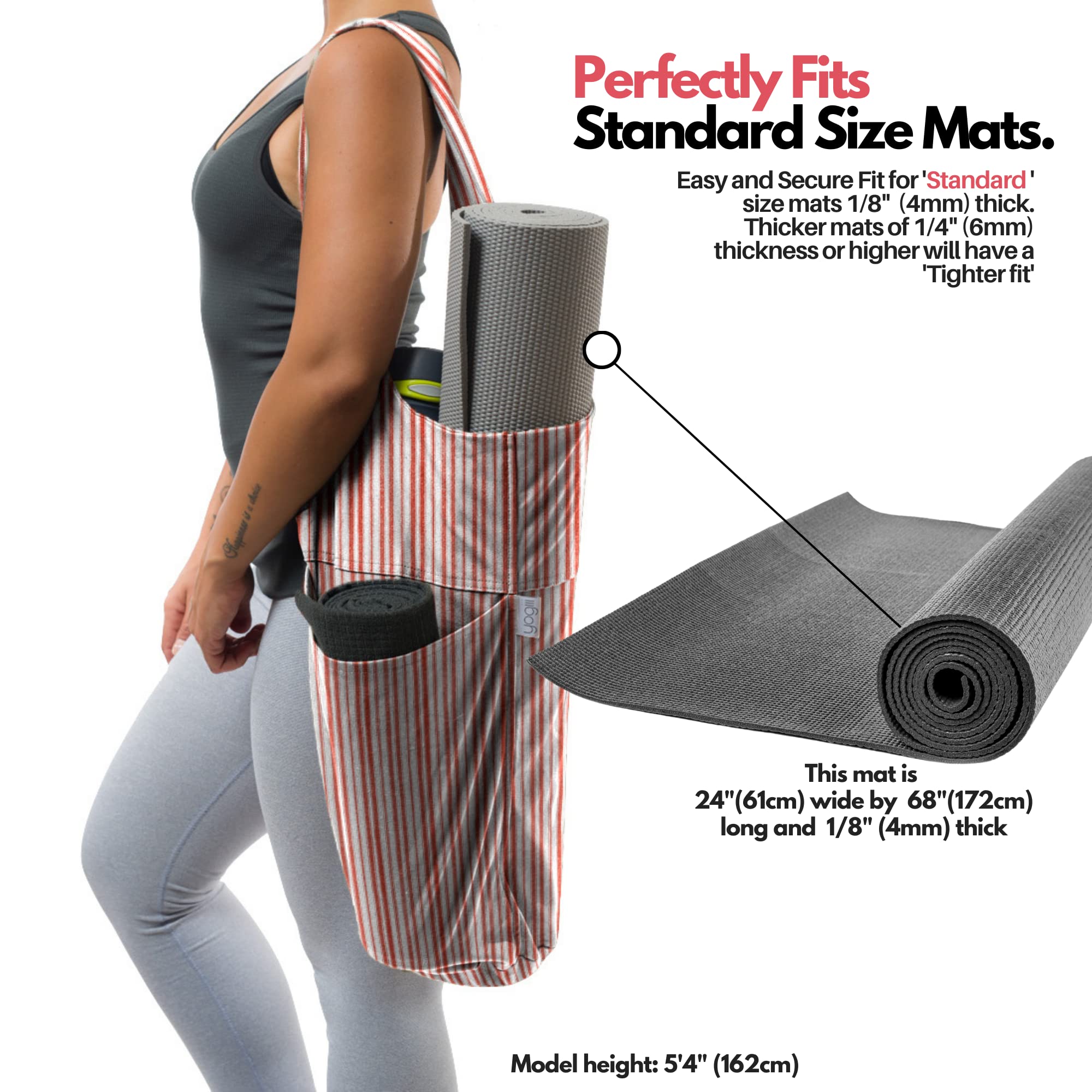 Sac Yoga Sac De Tapis De Yoga Zippé - Grande Capacité Pour Femmes Et Hommes, Portable En Toile Tout-en-Un Avec Poches Sac Pour Tapis De Yoga