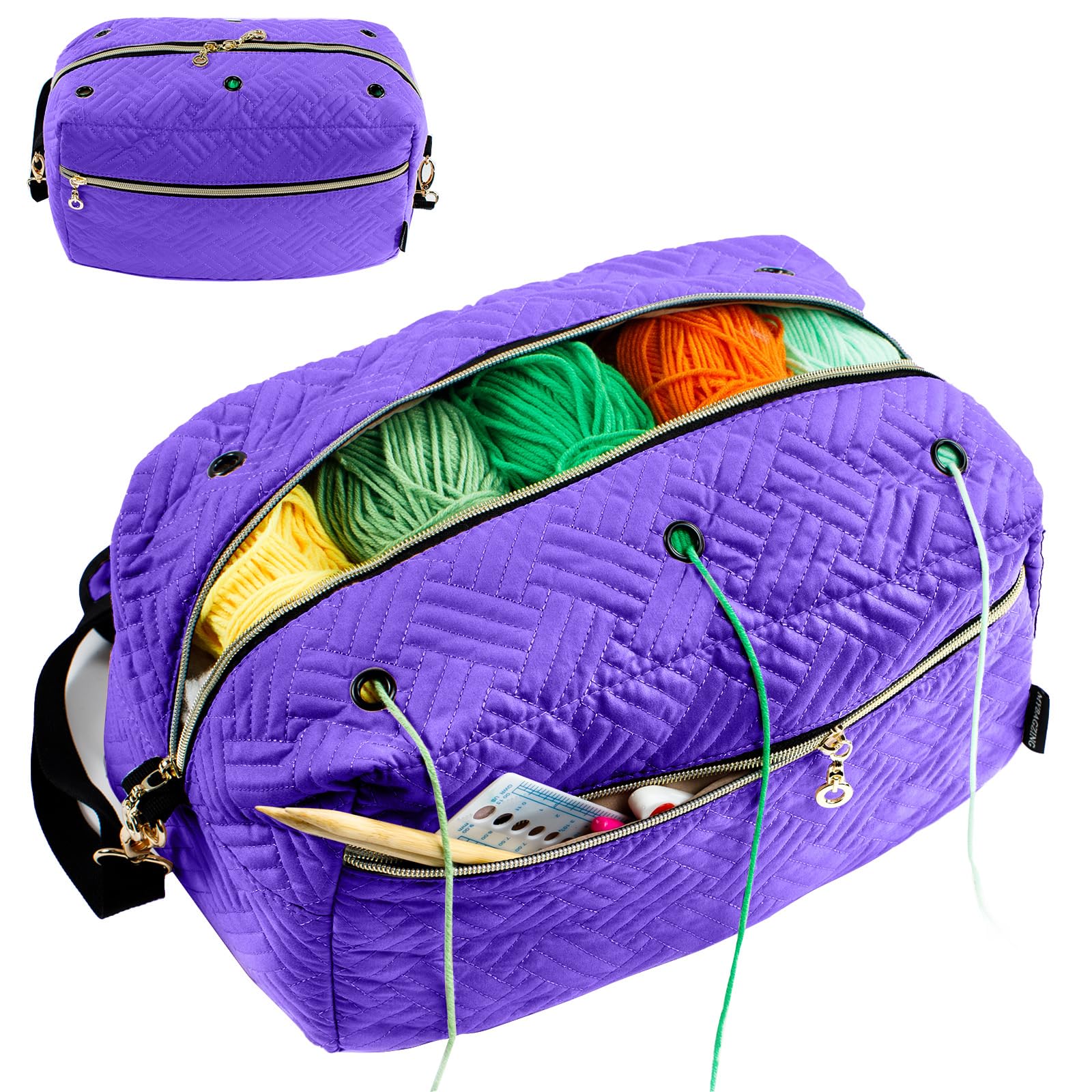 MYBAGZING Crochet Bag Organizer - Knitting Bag - Yarn Storage Organizer - Yarn Bag for Crocheting - Yarn Holder for Crochet Accessories, Crocheting &