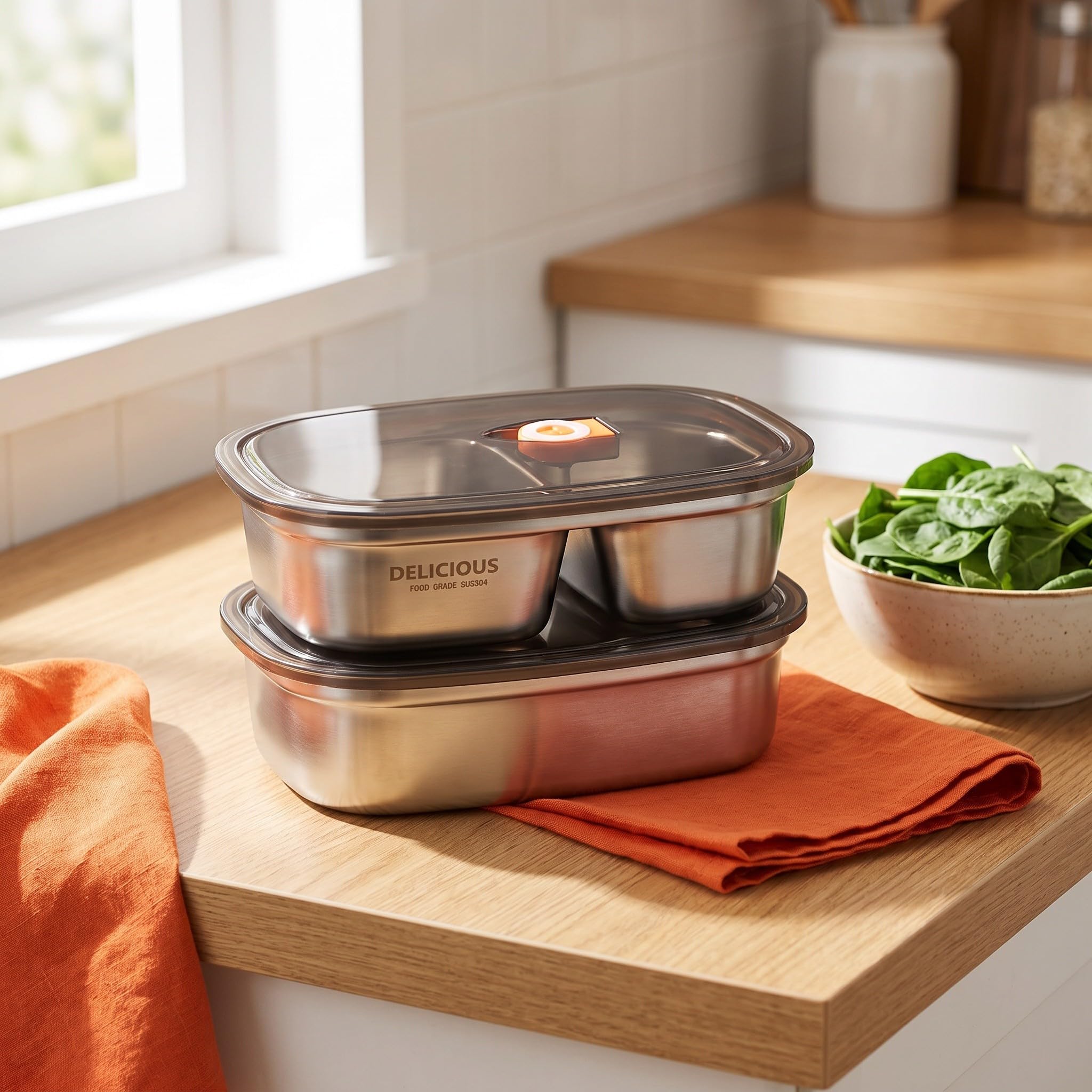 2 fiambreras 304 a prueba de fugas, 40 oz + 57 oz, recipiente térmico para almuerzo para adultos, almacenamiento de alimentos fríos y calientes de acero inoxidable para comidas de oficina.