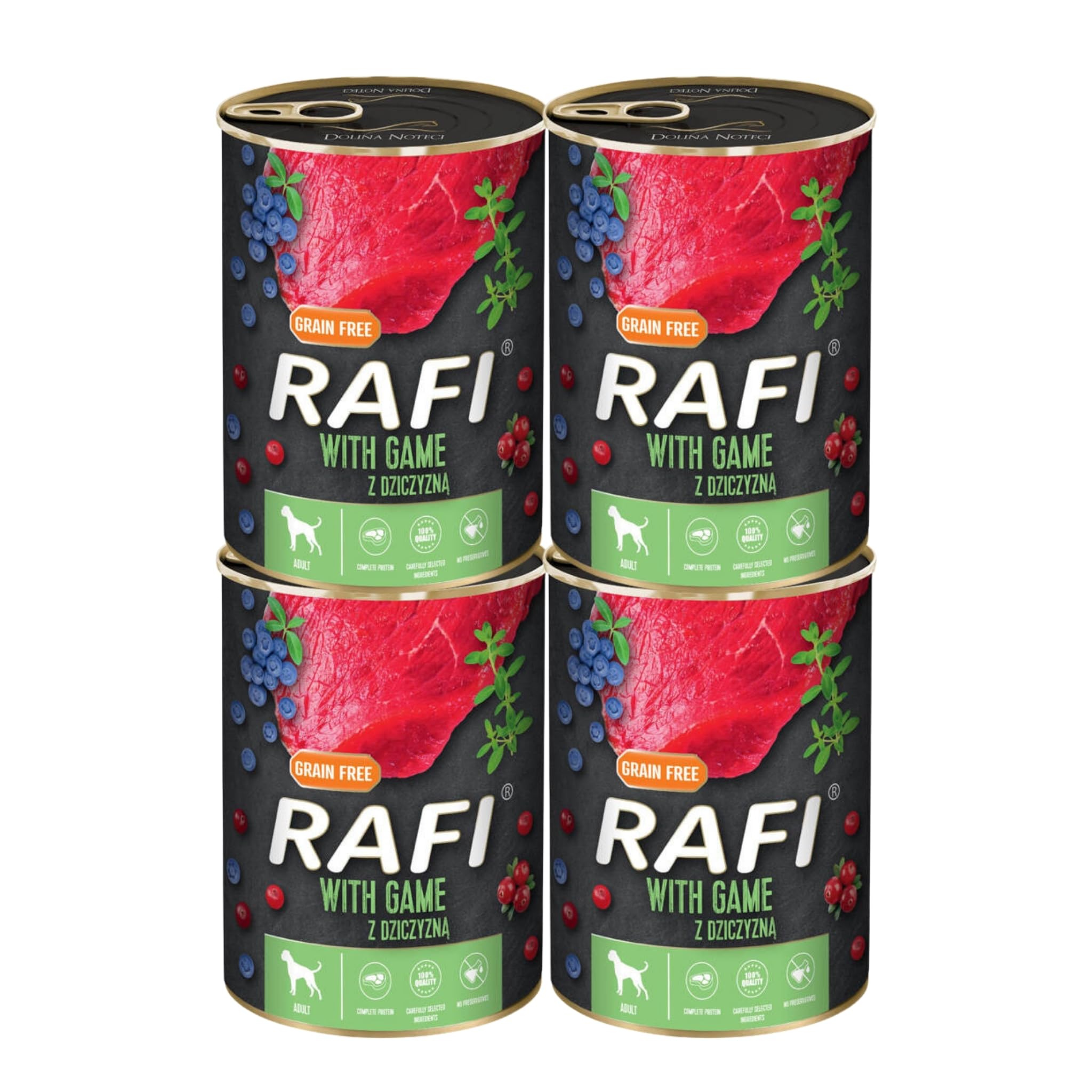 Rafi Complete Adult Wet Dog Food, Game, 4 x 400g Cans โ image 1