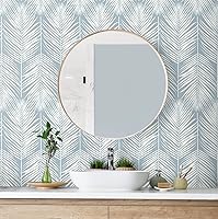 Vista 3 de Palm Silhouette Coastal Papel pintado prepegado (azul claro)