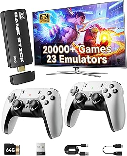 2025 Retro Gaming Console Pro 4K HDMI with 20,000+ Built-in Classic Video Games, Retro Game Stick with 23 Emulators Plug & Play TV Video Gaming Stick with 64GB Memory