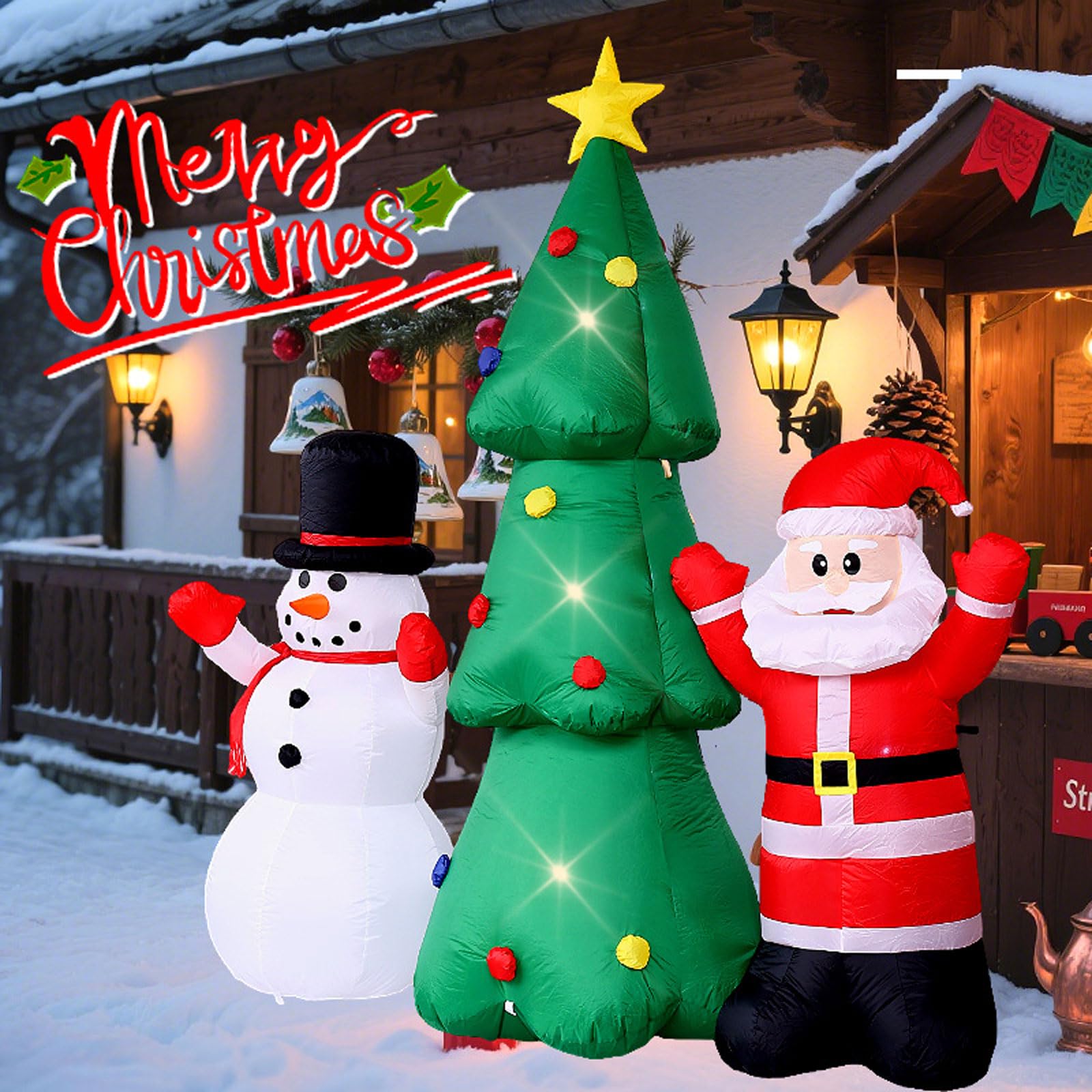 Inflable de Papá Noel para Exteriores 220cm Árbol de Navidad Hinchable