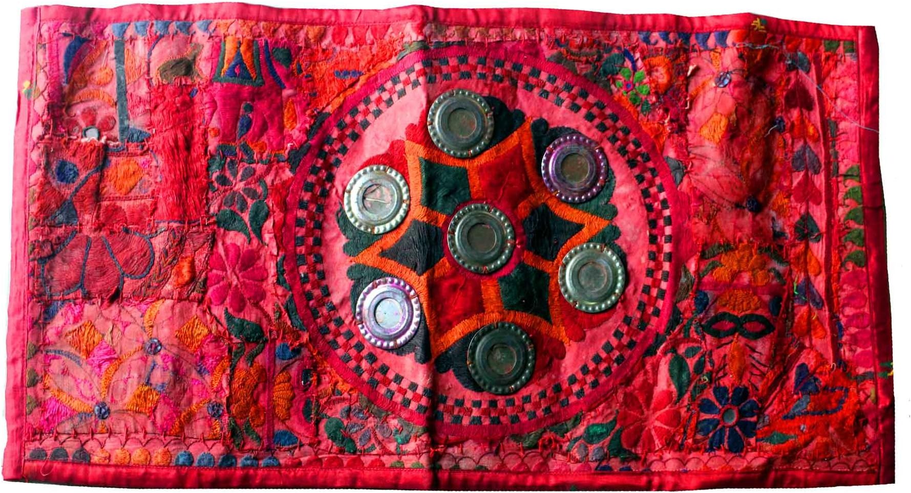 30" X 16" Indian Mirror Work Hanging Decoration Work Wall Handmade Tapestry Hand Banjara Work Embroidered Creative Art T26