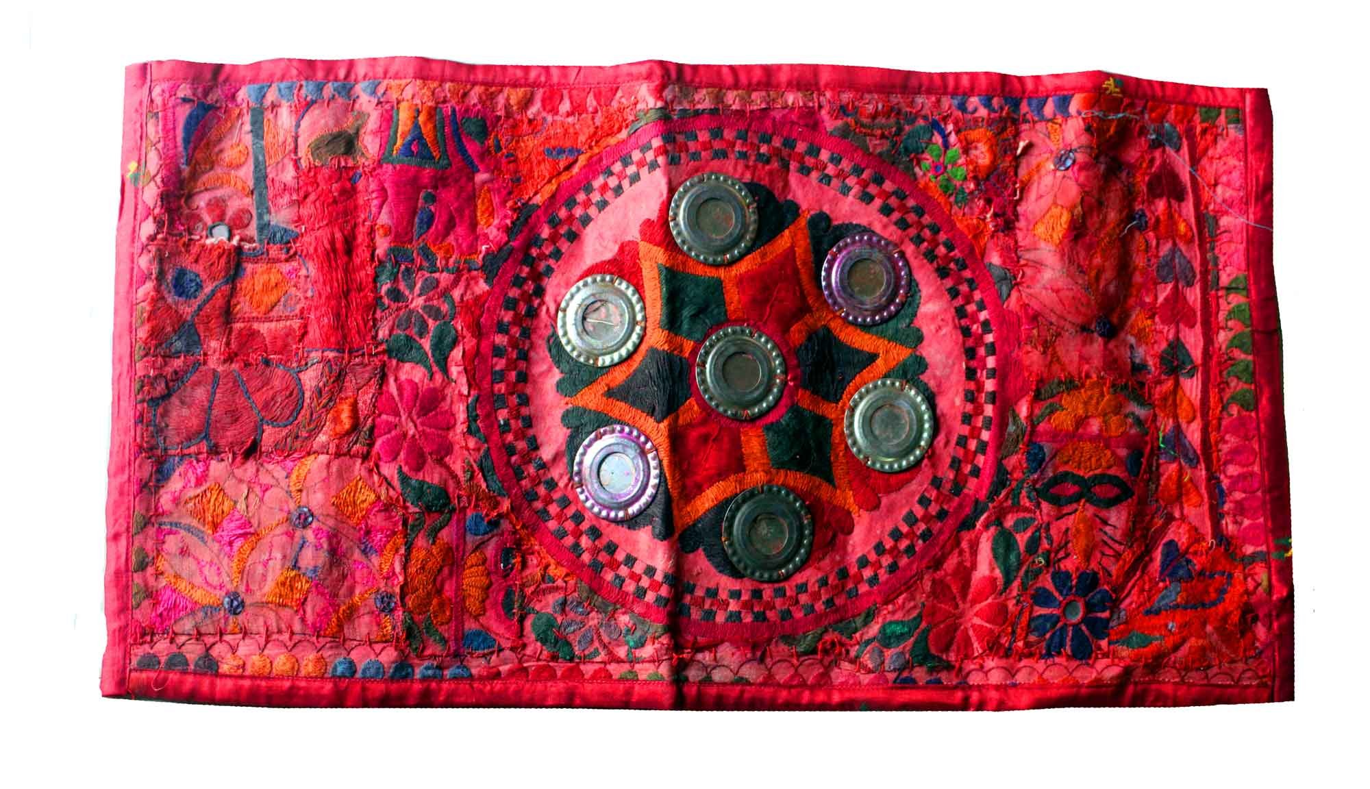 30" X 16" Indian Mirror Work Hanging Decoration Work Wall Handmade Tapestry Hand Banjara Work Embroidered Creative Art T26