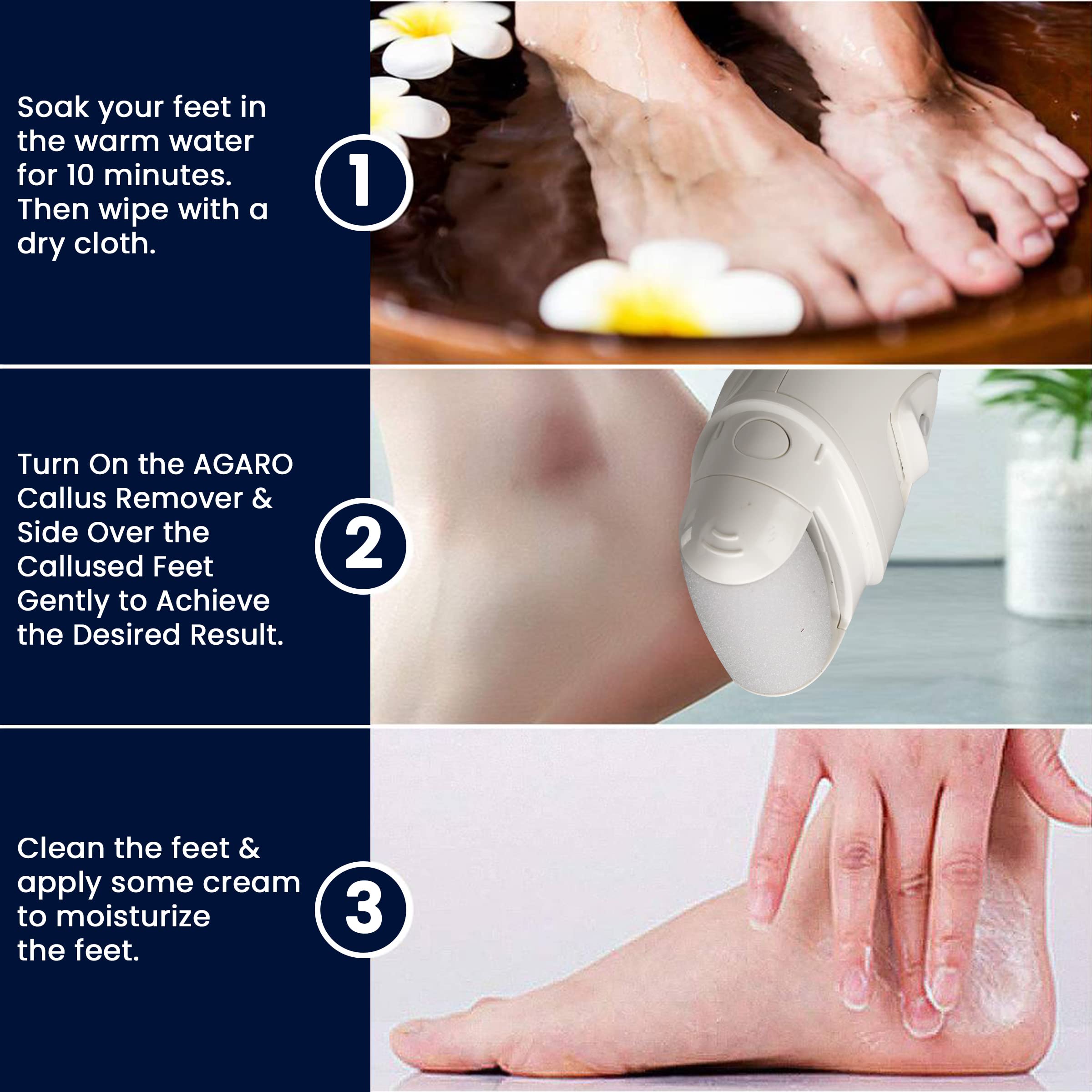 AGARO Callus Remover Replaceable Heads, 3 Pcs, Callus & Dead Skin Removal Filer, Pedicure At Home - Image 4 thumbnail
