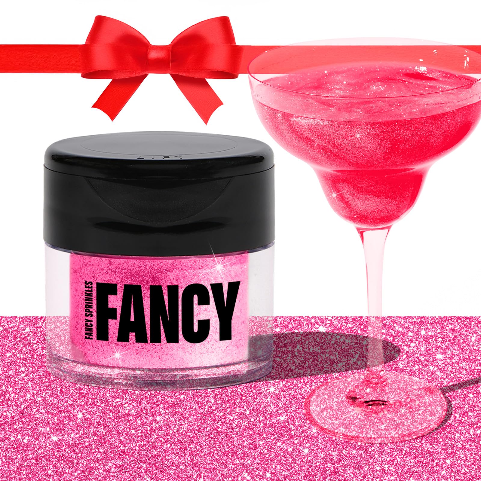 Fancy Sprinkles Tourmaline Pink Premium Edible Glitter, 100% Edible Glitter for Sparkling Food & Drinks No Taste or Texture (4gm)