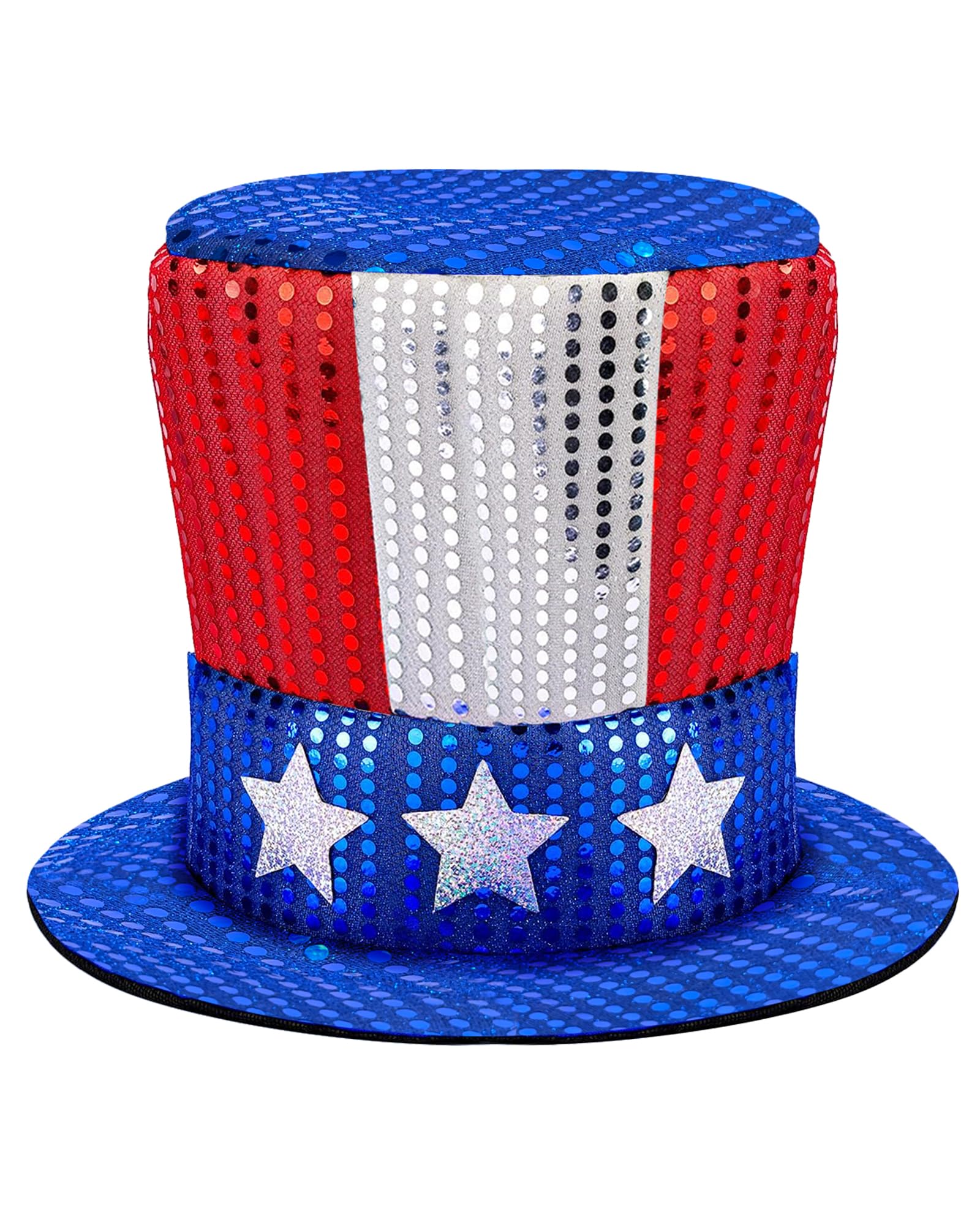 Wittocs Sequined Uncle Sam Top Hat American Costume Accessories, 4th of July Independence Day Patriotic Party Supplies, Labor Day