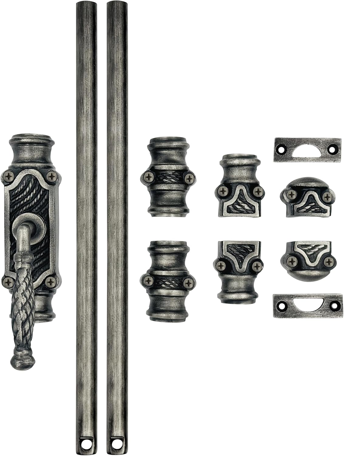 6 Ft Iron Havering Handle Style Window Cremone Bolt, Solid Iron Hardware, Antique Pewter Finish, Vintage Lock for Tall, French & Double Windows