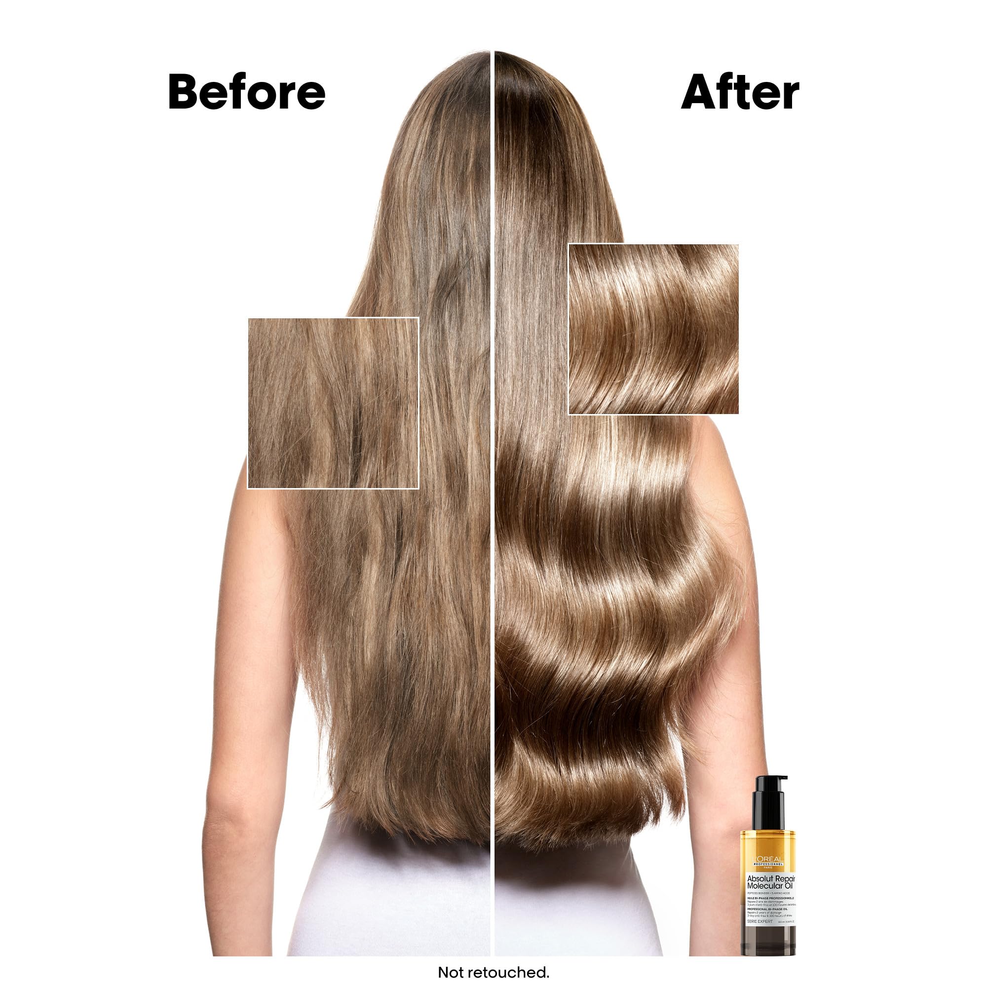L'OREAL PROFESSIONAL - Absolut Repair Molecular dwufazowy olejek do włosów - usuwanie bez spłukiwania - naprawia 2 lata uszkodzeń - +125% połysku - włosy suche i zniszczone - 90 ml