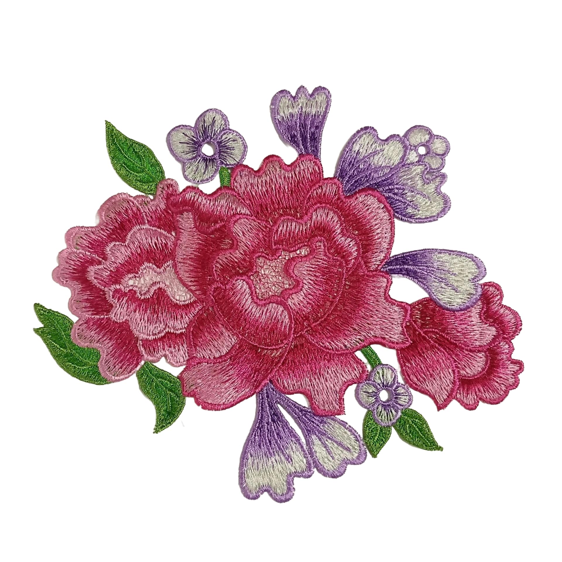Naszywka haftowana 21 * 17 CM 2 SZTUKI Kwiatowe naszywki haftowane na żelazko Aplikacje chińskie odzież Duże do przyszycia kurtkę jeansową(Pink)