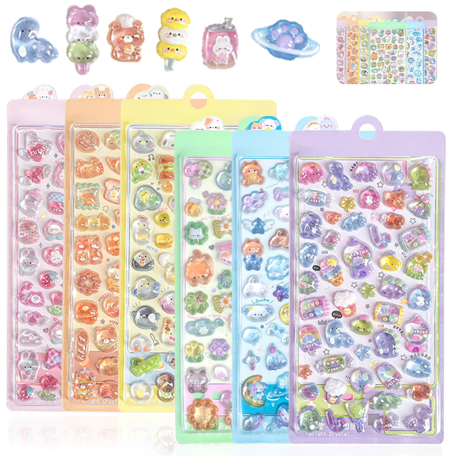 Amazon | 3dシール 立体シール 【6枚セット】手帳用 可愛い 立体
