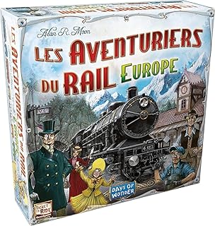 LES AVENTURIERS DU RAIL : EUROPE - Jeu de Base - Version Française - Unbox Now - Jeu de Société Famille pour Enfants dès 8 ans - 2 à 5 Joueurs - Jeu de Stratégie - Compatible Alexa - Days of Wonder