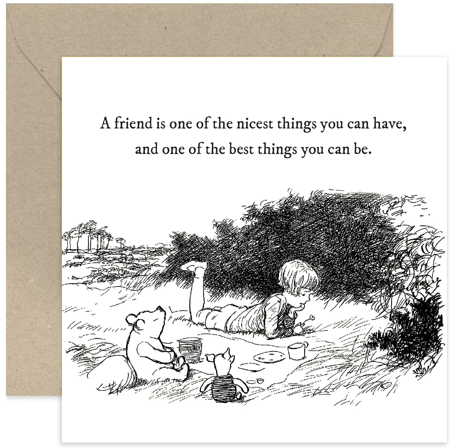 Old English Co. Winnie The Pooh Birthday Card for Friend - Friend Nicest Thing Quote from Winnie The Pooh and Piglet for Sister, Cousin, BFF -