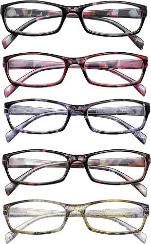 Miniatura 2 de Yogo Vision Gafas de lectura, 5 pares de lentes de lectura de calidad para mujer, diseño de bisagra de resorte, bolsas incluidas+2