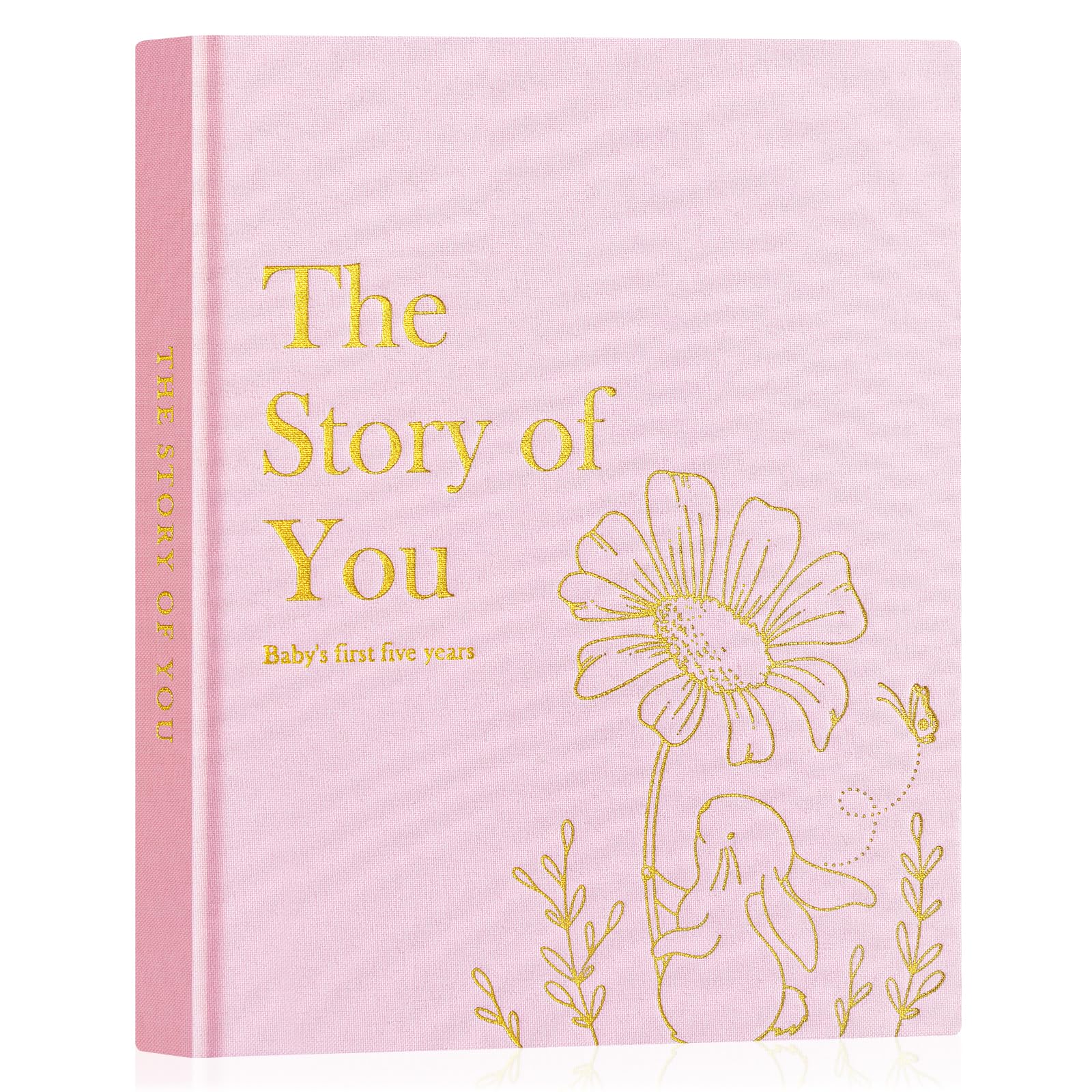 Lanpn Babybuch - The Story of You, Mein Erstes 5 Jahr Babyalbum für Mädchen Junge, Leinen Hardcover Baby Tagebuch für Neue Eltern, 154 Seiten Baby Erinnerungsbuch Album Geschenk, Rosa, Englisch
