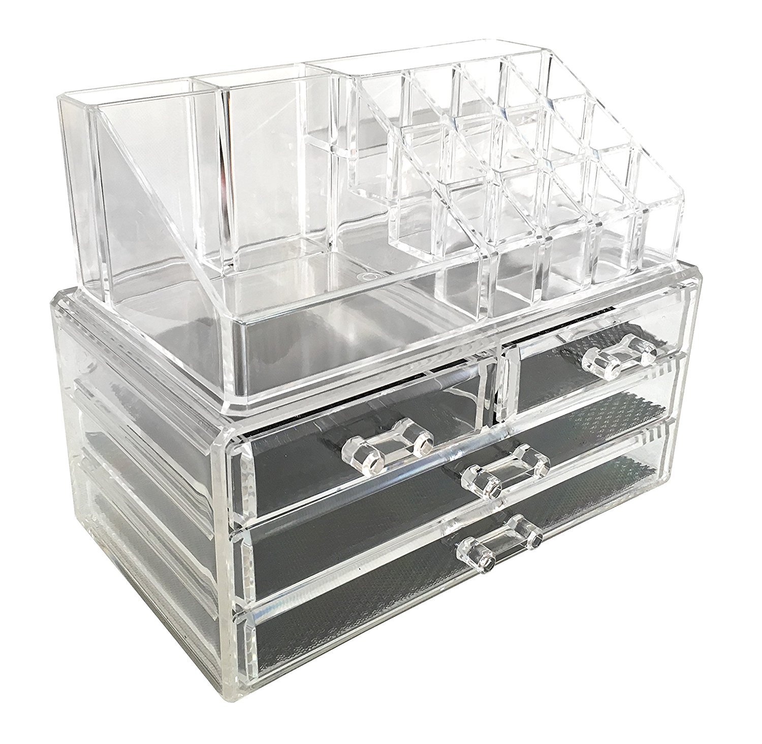 MANZOO Acrylic Makeup Cosmetic Organizer Cosmetics Organizers Storage Drawers, Two Pieces Set