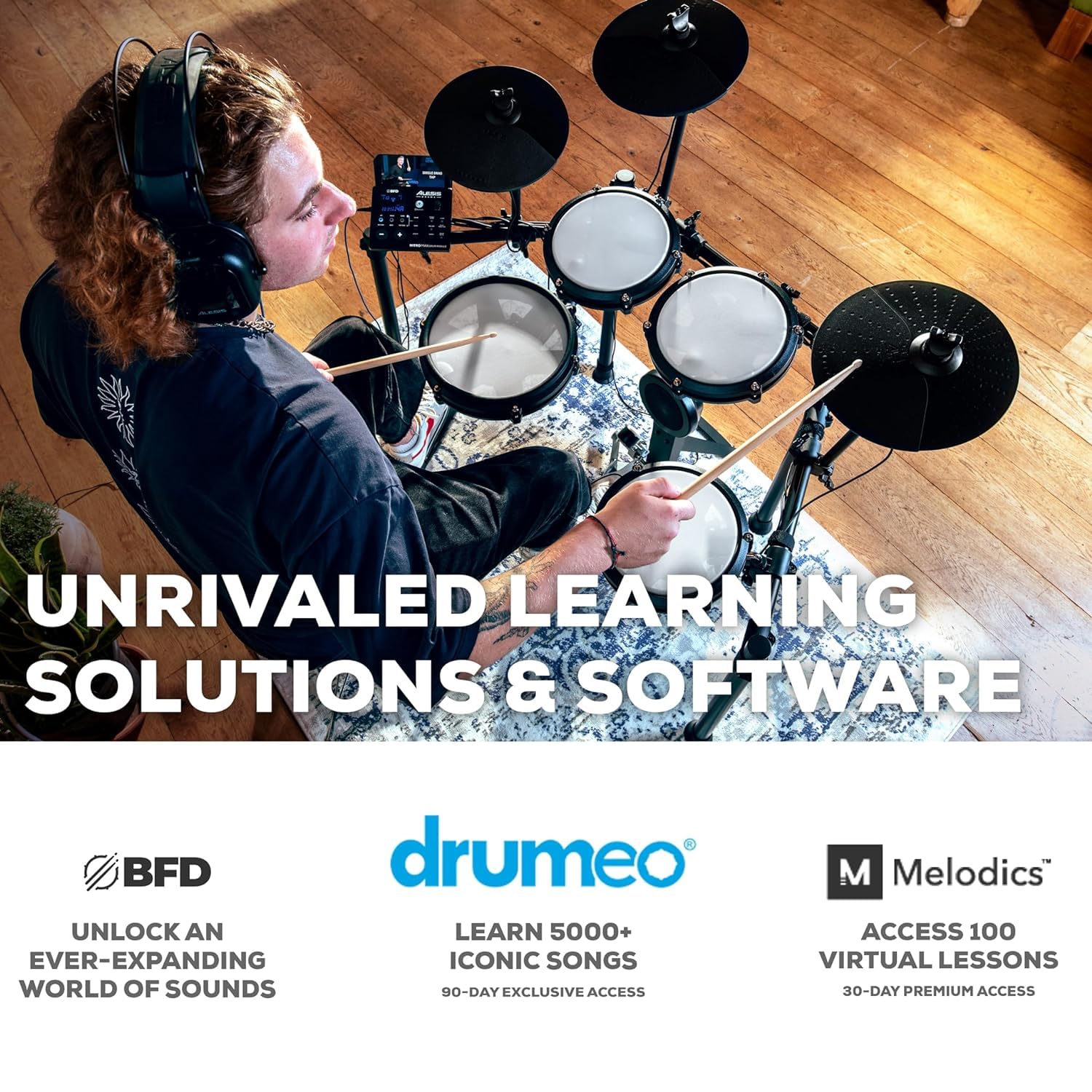 Alesis Nitro Max Kit Eight Piece Electronic Drum Kit with Mesh Heads, Bluetooth - Image 5 thumbnail
