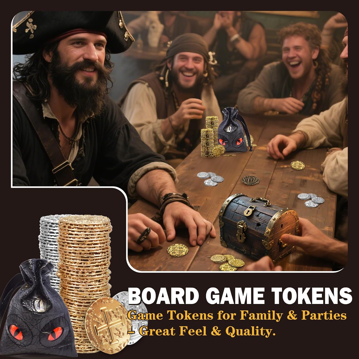 Metal Replica Spanish Coins Gold Treasure Coin Set, Metal Pirate Doubloons for Board Games, Tokens, Toys, Cosplay – Realistic Money Imitation for Treasure Chest X-Large Size 1.3" (Gold 51/Silver 51)