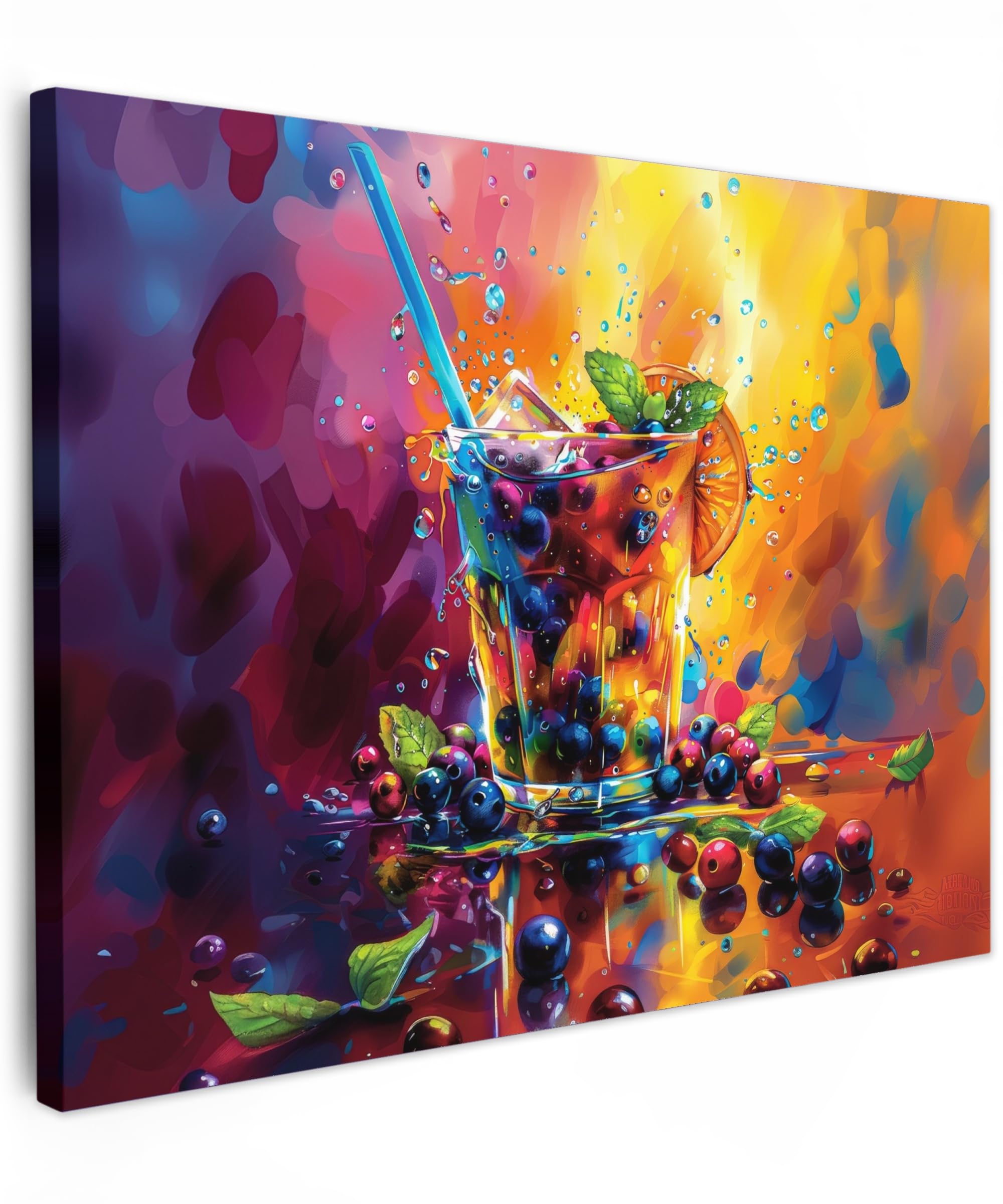 MuchoWow© Canvas Wall Art Work 31"x24" / 80x60 cm Room Decor Painting Wallfillers Picture Decoration Prints Cocktail - Fruit - Colourful - Drink