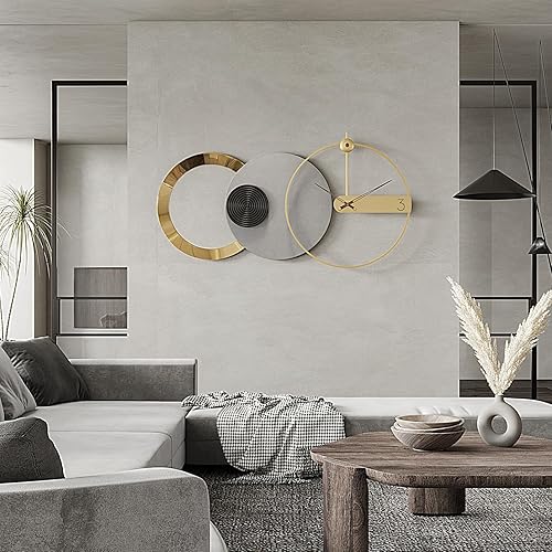 Miniatura 4 de Reloj de pared moderno, reloj de pared grande, decorativo, funciona con pilas, para sala de estar, estilo europeo, relojes grandes silenciosos sin