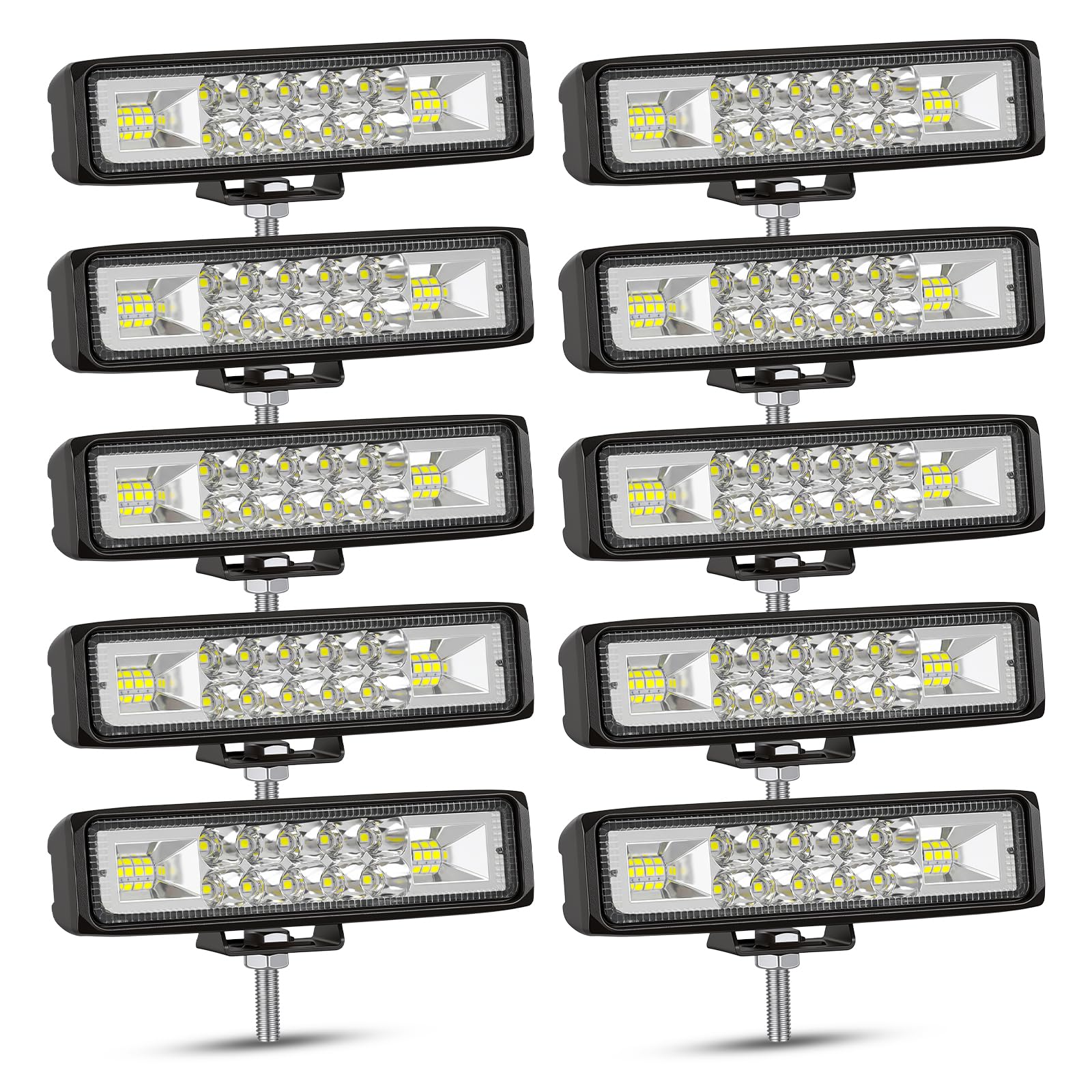 RIGIDON Lot 4 Phares De Travail LED 6 Pouces 24W - Projecteurs 12V 24V Longue Portée Pour Véhicules Offroad