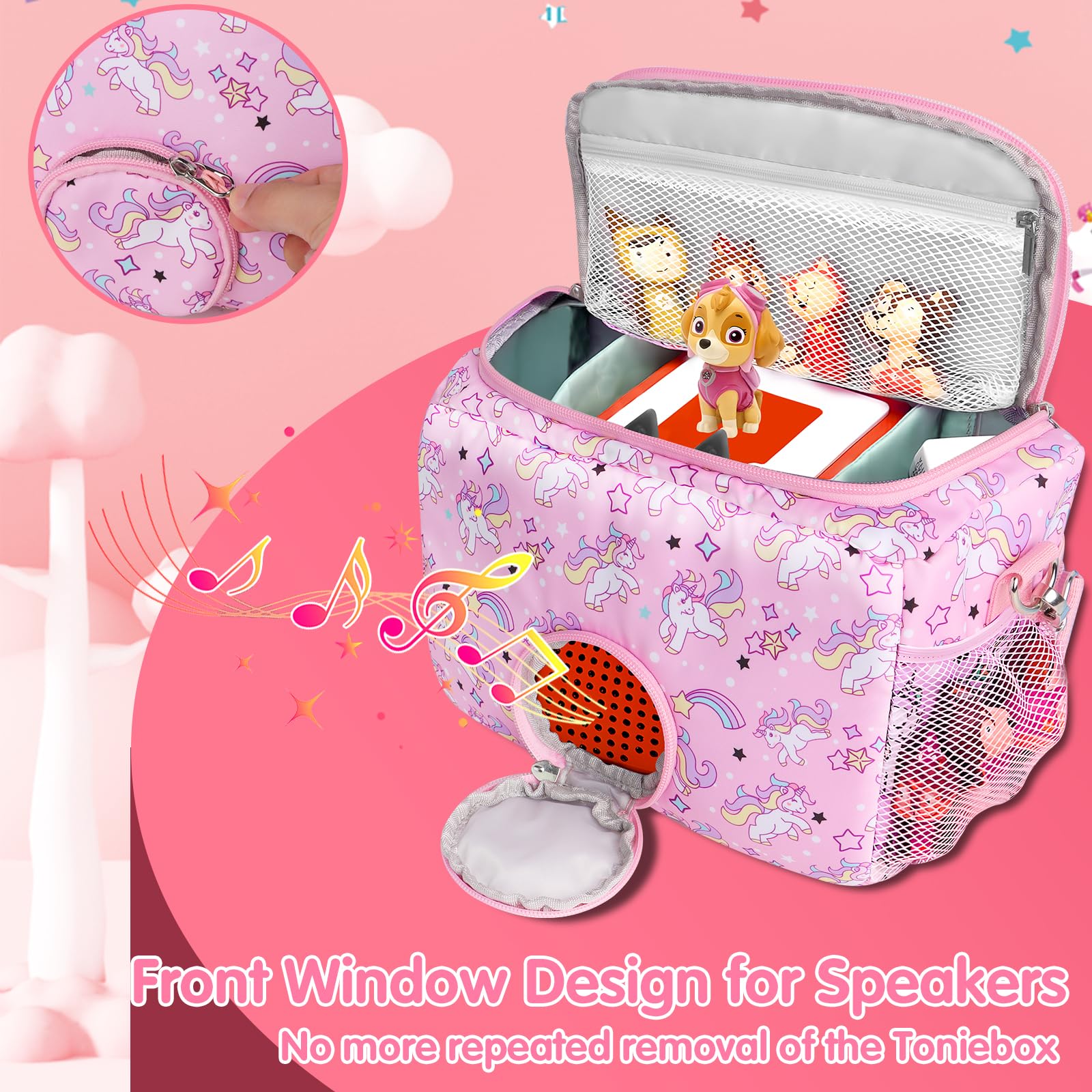 Carry Case For Toniebox Starter Set, For Tonie Characters Headphones Charging Station And Accessories Storage Bag With Zip And Adjustable Strap Hand Bag For Toniebox Audio Player