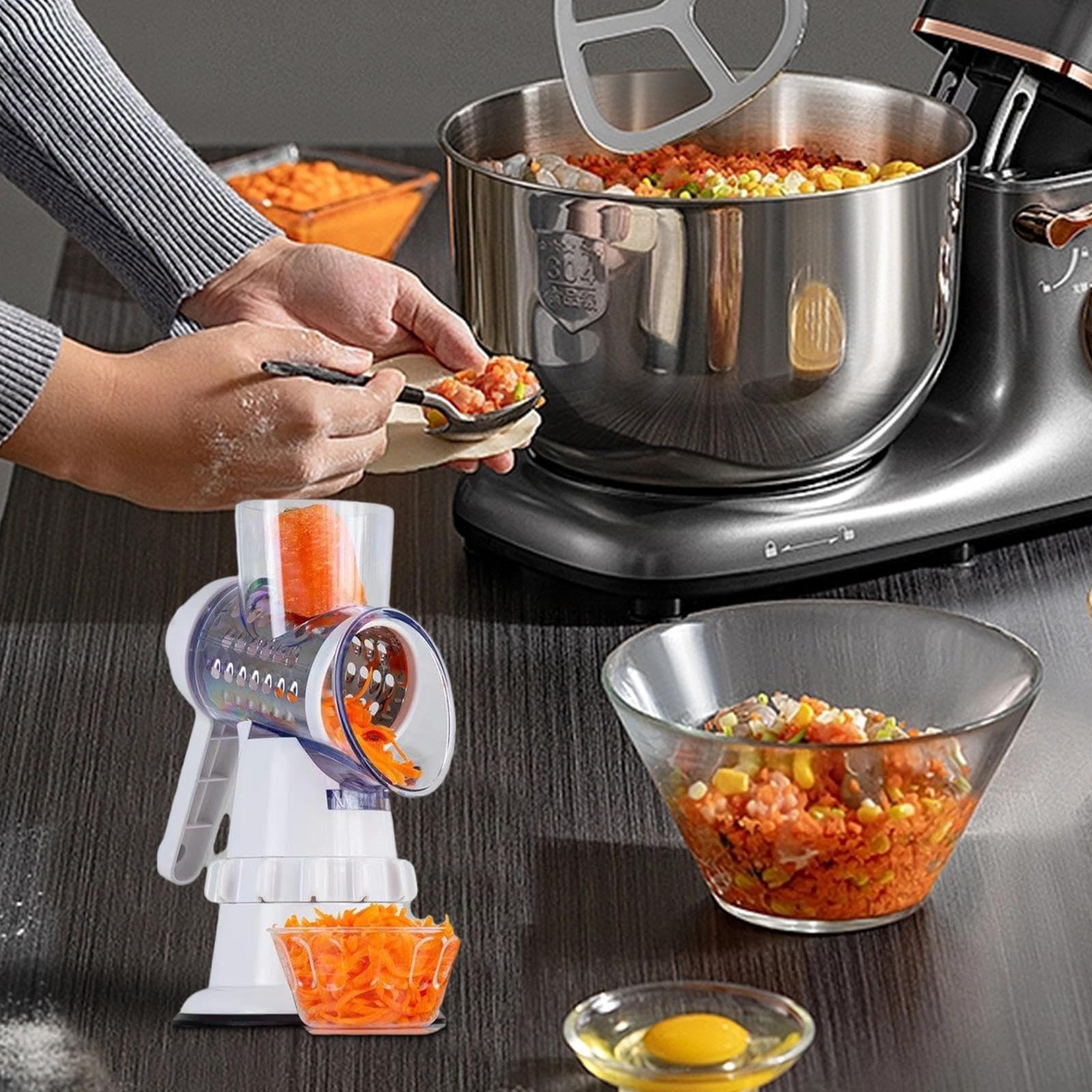 Grattugia vegetale per formaggio, carote, cetrioli e altro ancora, con manovella a mano, per formaggi, carote, cetrioli e altro ancora, per la cucina domestica, la preparazione di ristoranti, la