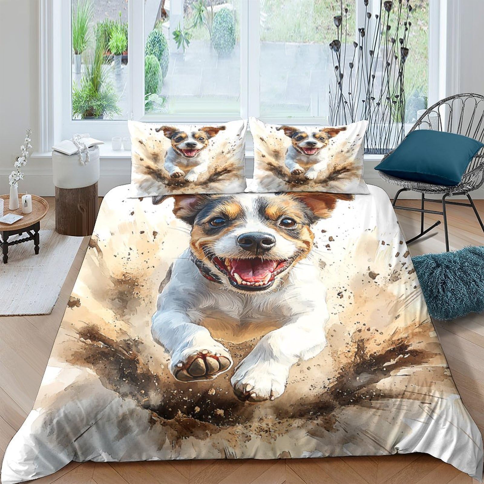 Ctjqhvkz Style-7 3D Printed Playful Dog Fitted Sheet Microfiber Soft Breathable Mud Splash Bed Cover For Bedroom Dorm Mattress Protection Decor Single（135X200cm）