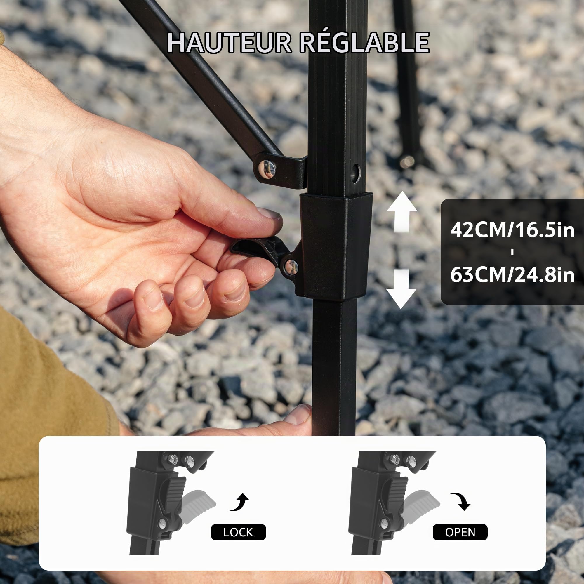 Naturehike IGT Table de camping portable pliable en aluminium - Hauteur réglable - Installation facile - Pour la randonnée, le barbecue, le jardin et les voyages