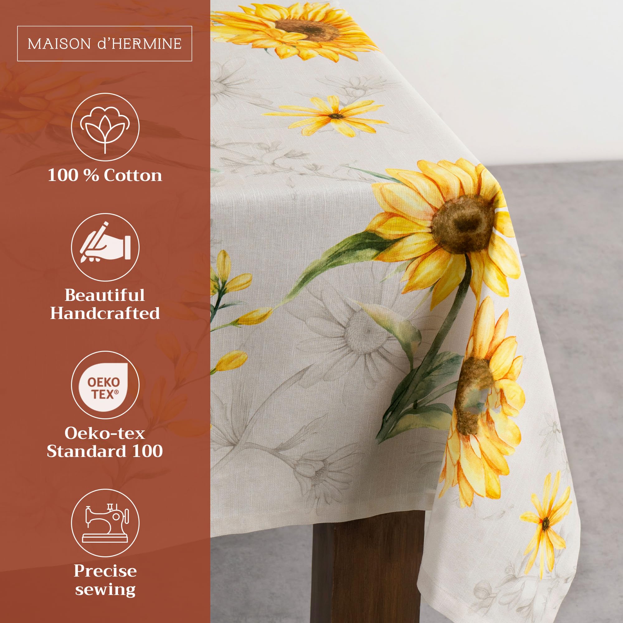 Maison d' Hermine Table Cloth Square Table 100% Cotton 54 x 54 Inches Tablecloth Reusable Decorative for Dining Kitchen Room Farmhouse Home Gifts for Mothers Day Spring Summer - Candice - 2