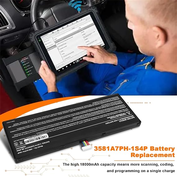 Replacement Battery for Autel MaxiSys Ultra: 3581A7PH-1S4P for Rechargeable Lithium Battery 18000mAh