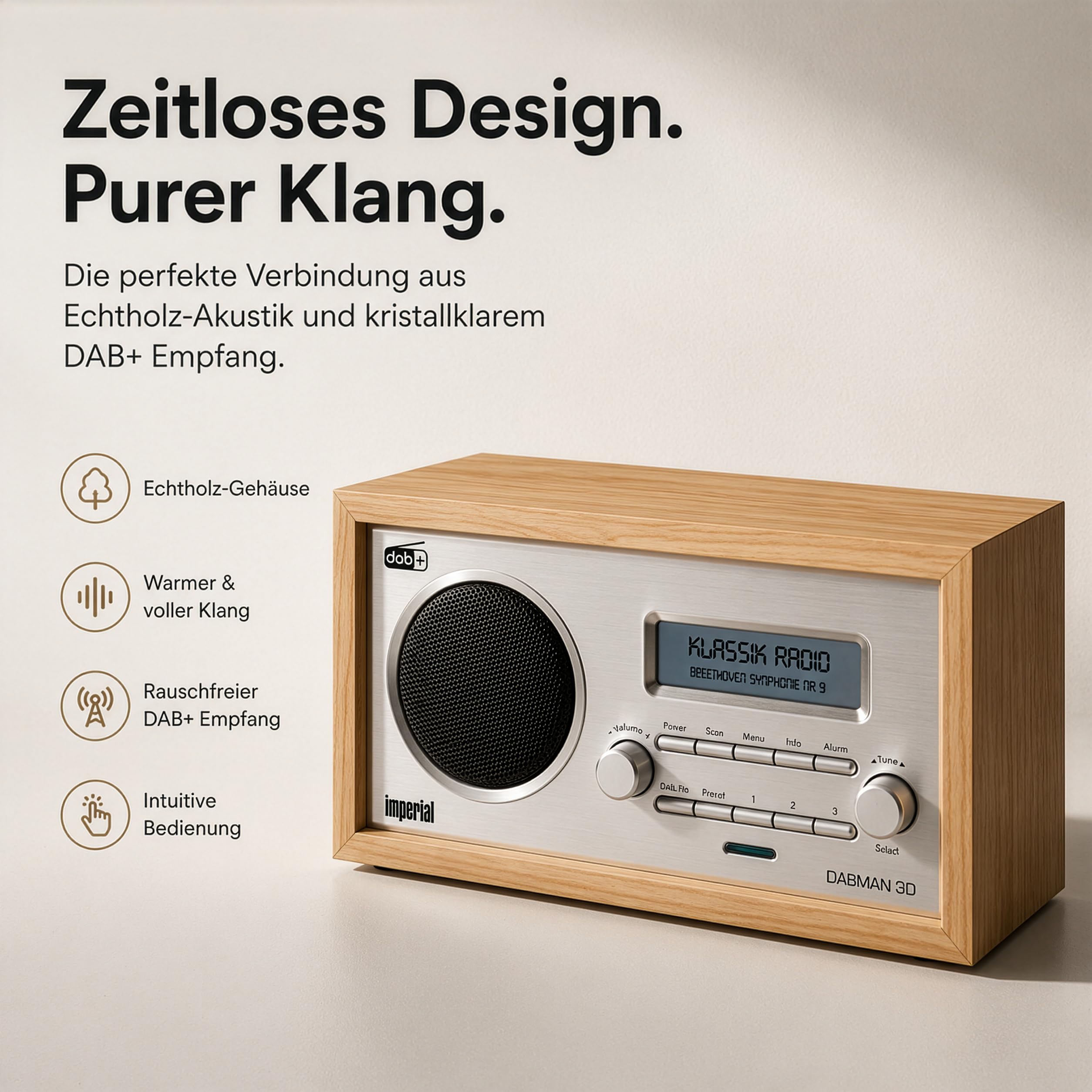 Imperial 22-130-00 Dabman 30 - DAB+ Radio, DAB Plus Radio, Küchenradio, Mini Radio Dab, Badradio Digitalradio (DAB+/DAB/UKW, Aux In, inkl. Netzteil) braun