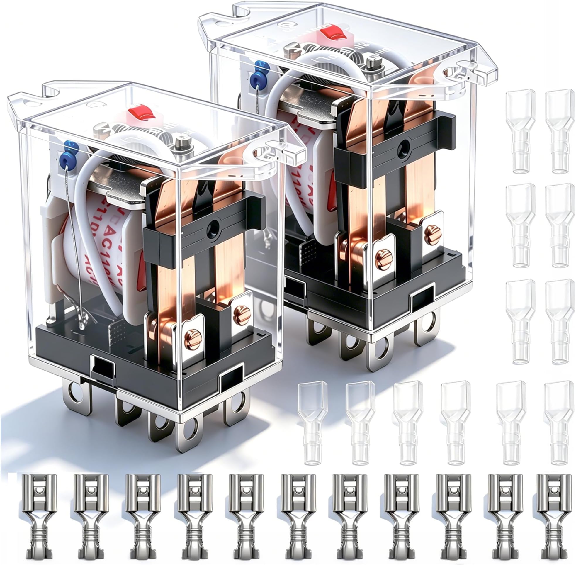 mxuteuk 2pcs DC 24V Coil Relay 8 Pin 10A DPDT LED Indicator Electromagnetic Power Relay General Purpose JQX-13F-DZ-DC24V