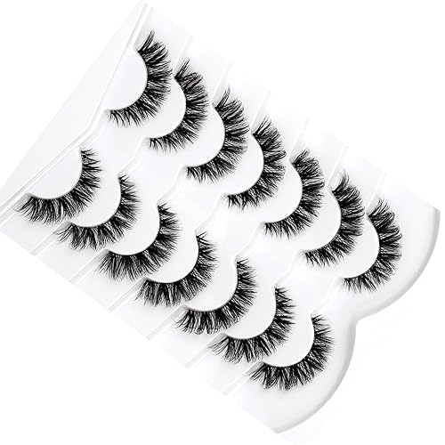 Miniatura 293 de Pooplunch Pestañas postizas de pelo de visón sintético, estilo de ojo de gato, paquete de pestañas postizas naturales esponjosas, paquete múltiple